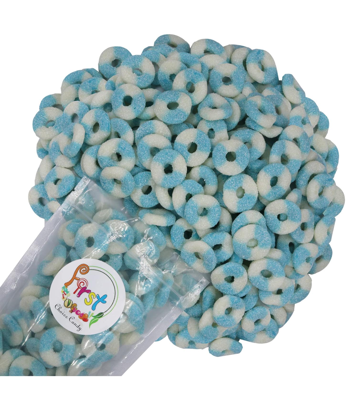 FirstChoiceCandy Sour Mini Gummy Rings - Sour Blue Raspberry Flavor - 2 Pound Pack - Buy Online on GoSupps.com