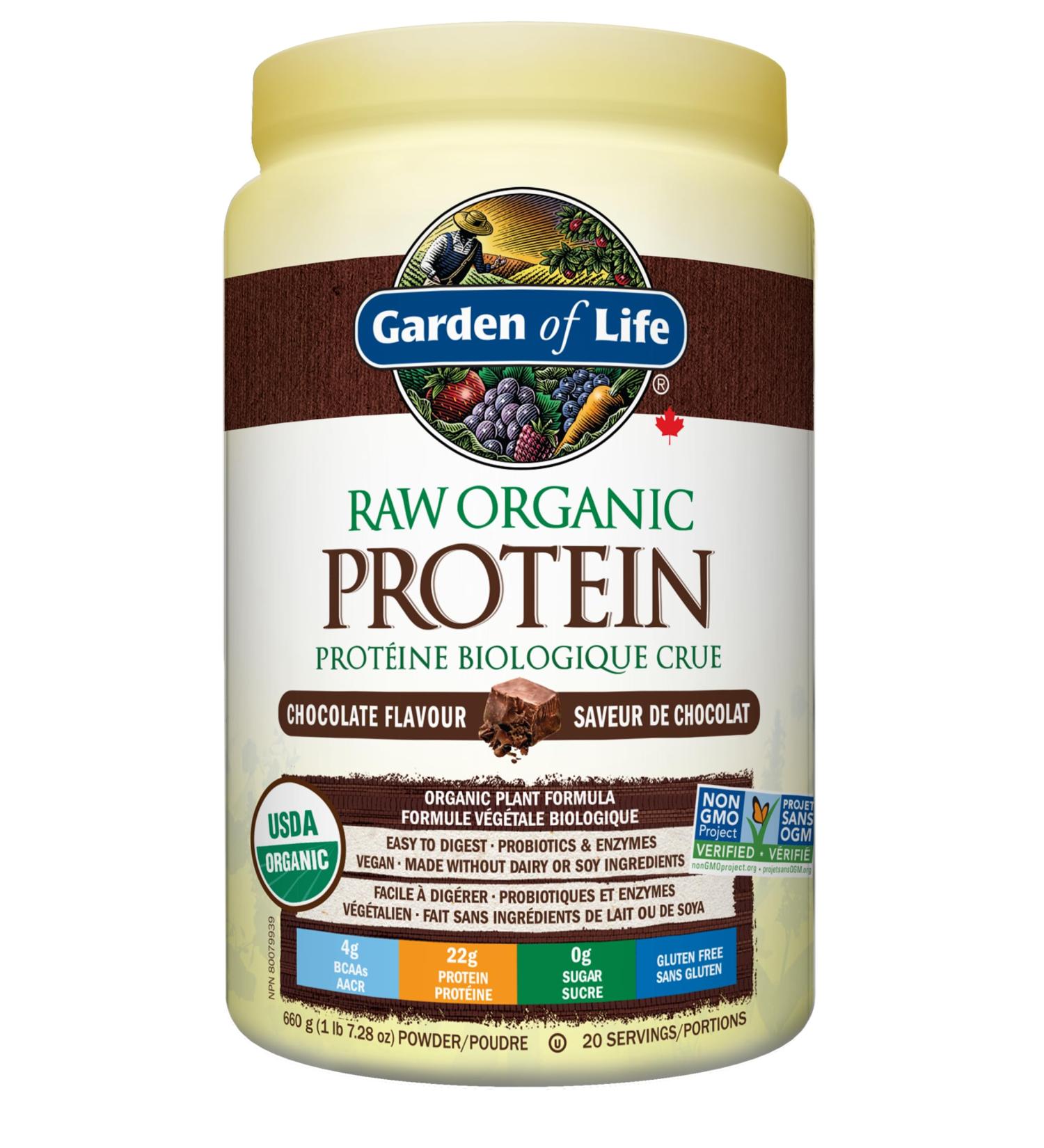Garden of Life Raw Organic Protein Chocolate 664g. Packed with 22 Grams of Certified Organic Plant Protein including organic peas grown and processed in Canada. Assists in building and repairs muscles. Loaded with 14 organic sprouted grains seeds and legu - Buy Online on GoSupps.com