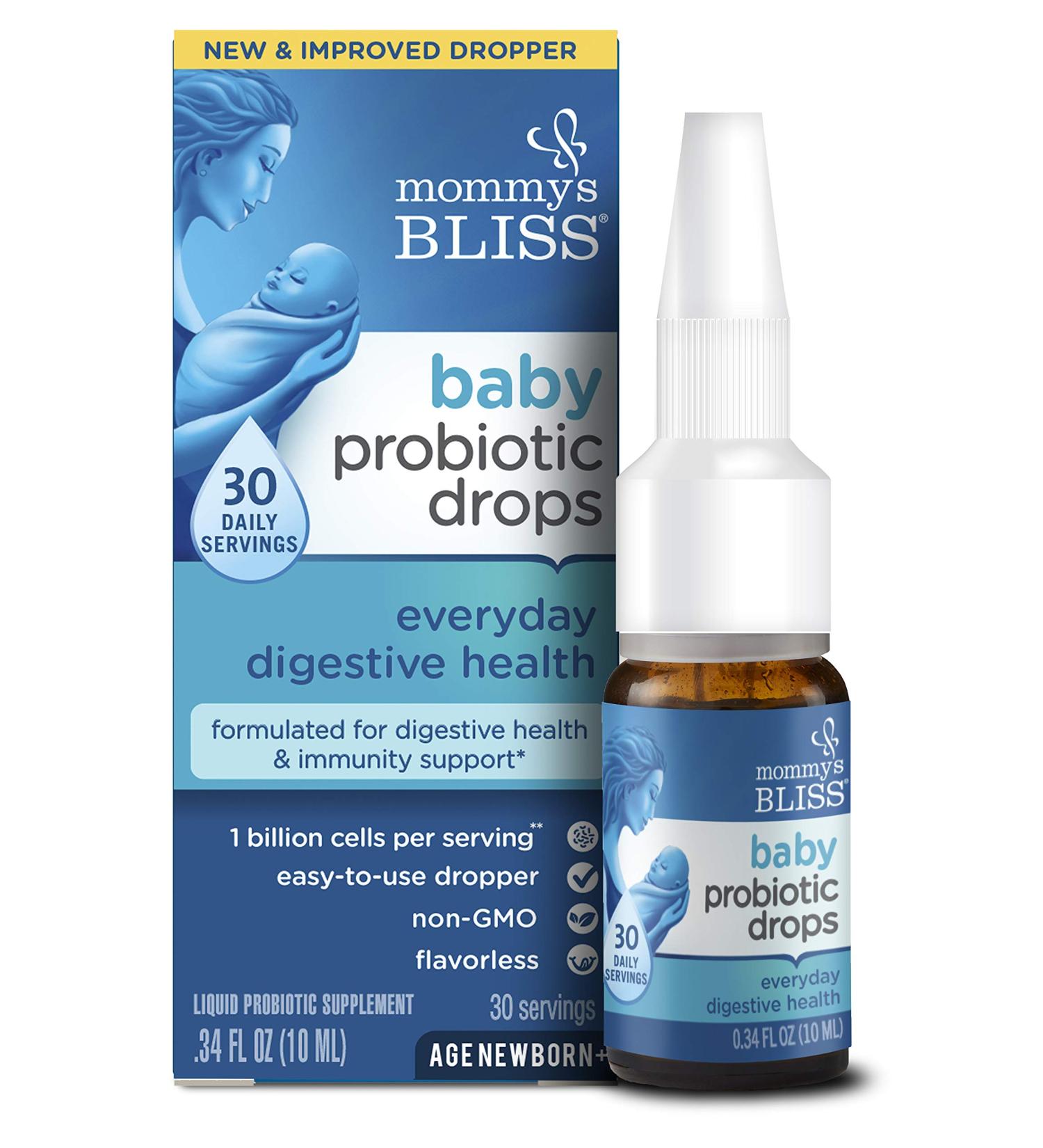 Mommy's Bliss Baby Probiotic Drops - Natural Gas, Colic & Constipation Relief for Newborns - 0.34 Fl Oz - Buy Online on GoSupps.com