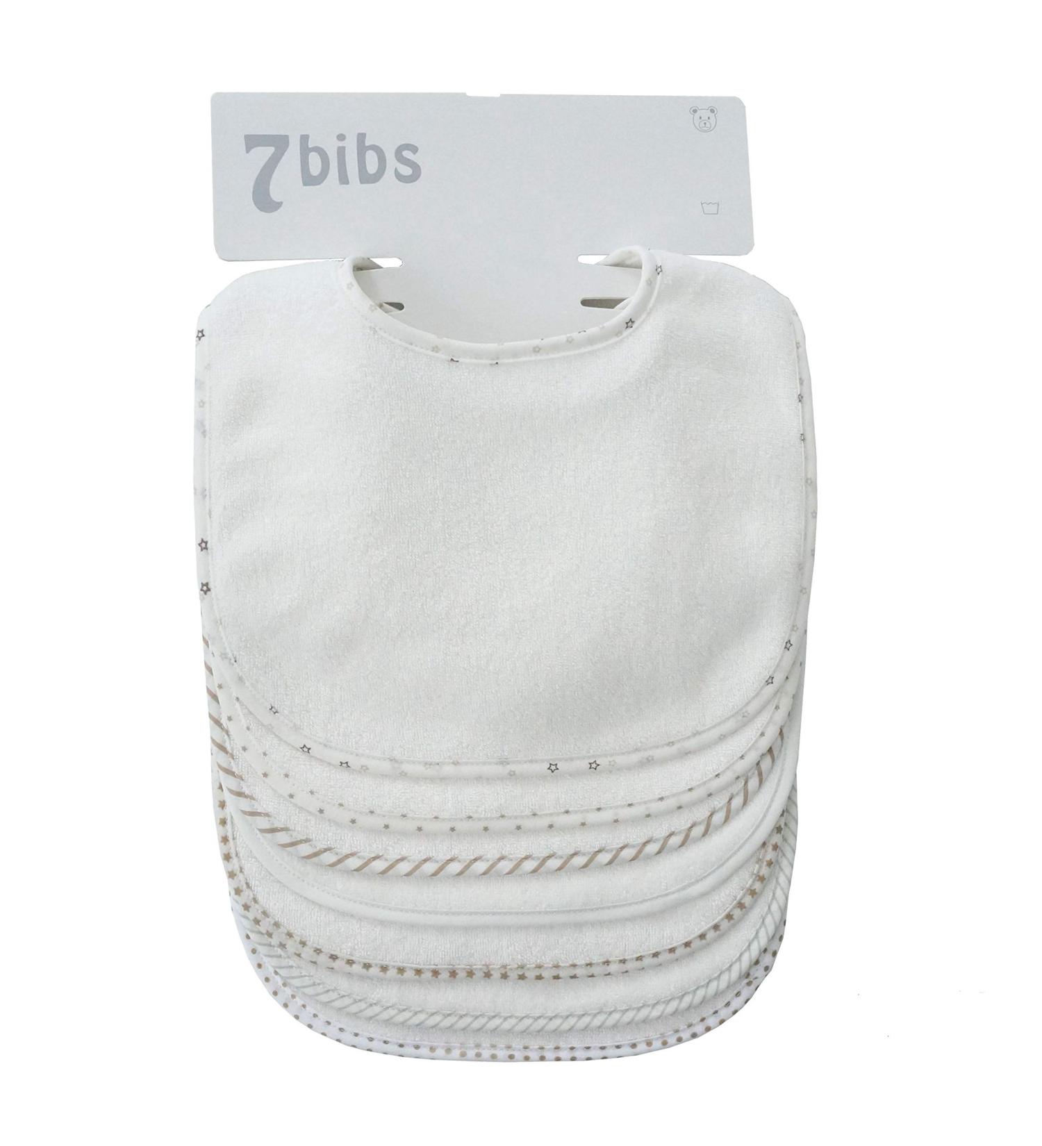 Baby Boys Girls Double Layer Cotton Bandana Drool Bibs (7 Pieces) - Soft Absorbent Drooling Bibs in White - Buy Online on GoSupps.com