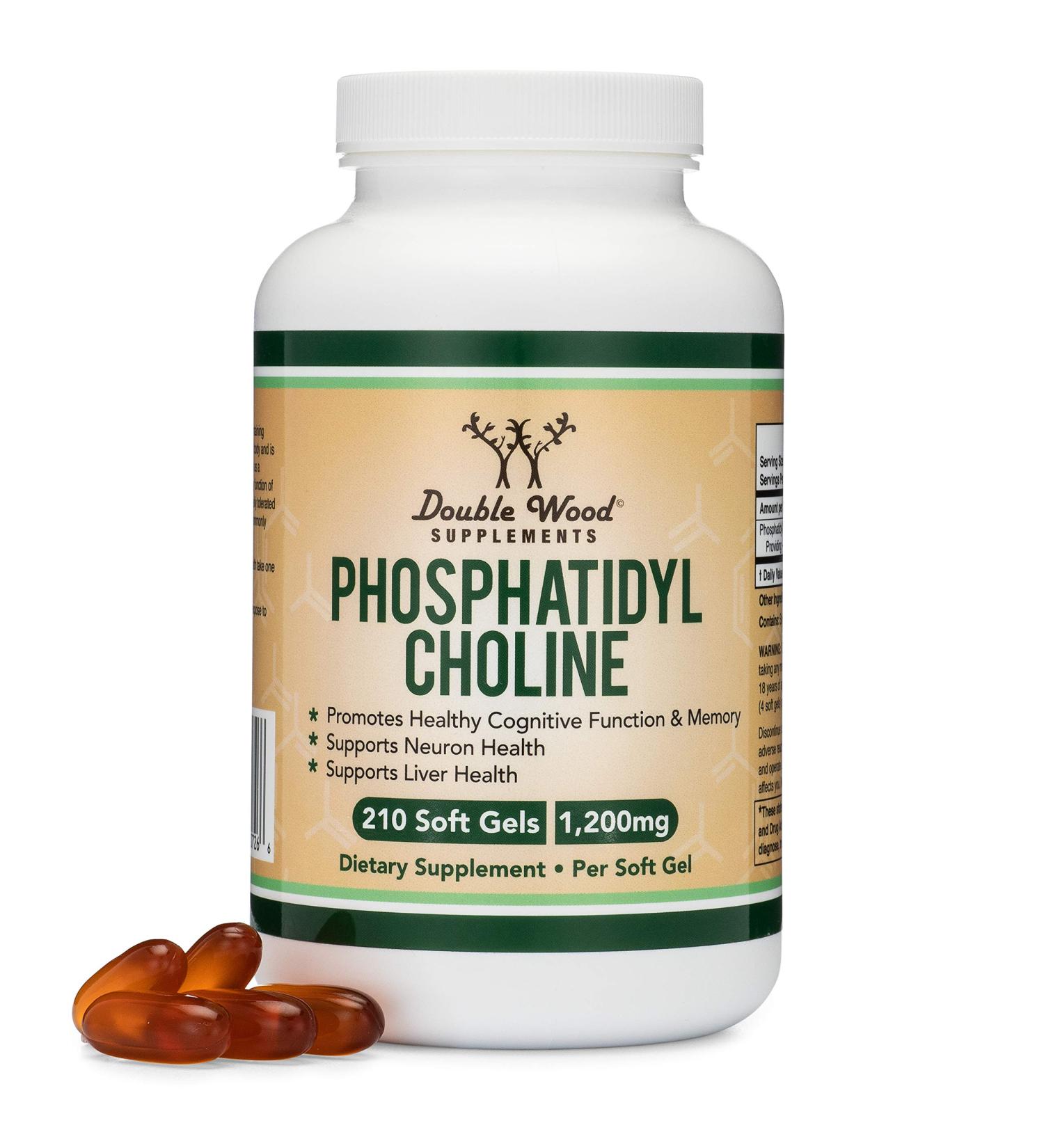 Phosphatidylcholine 1200mg Softgels - Brain Health Support - Non-GMO - Made in USA - Double Wood Supplements - Buy Online on GoSupps.com
