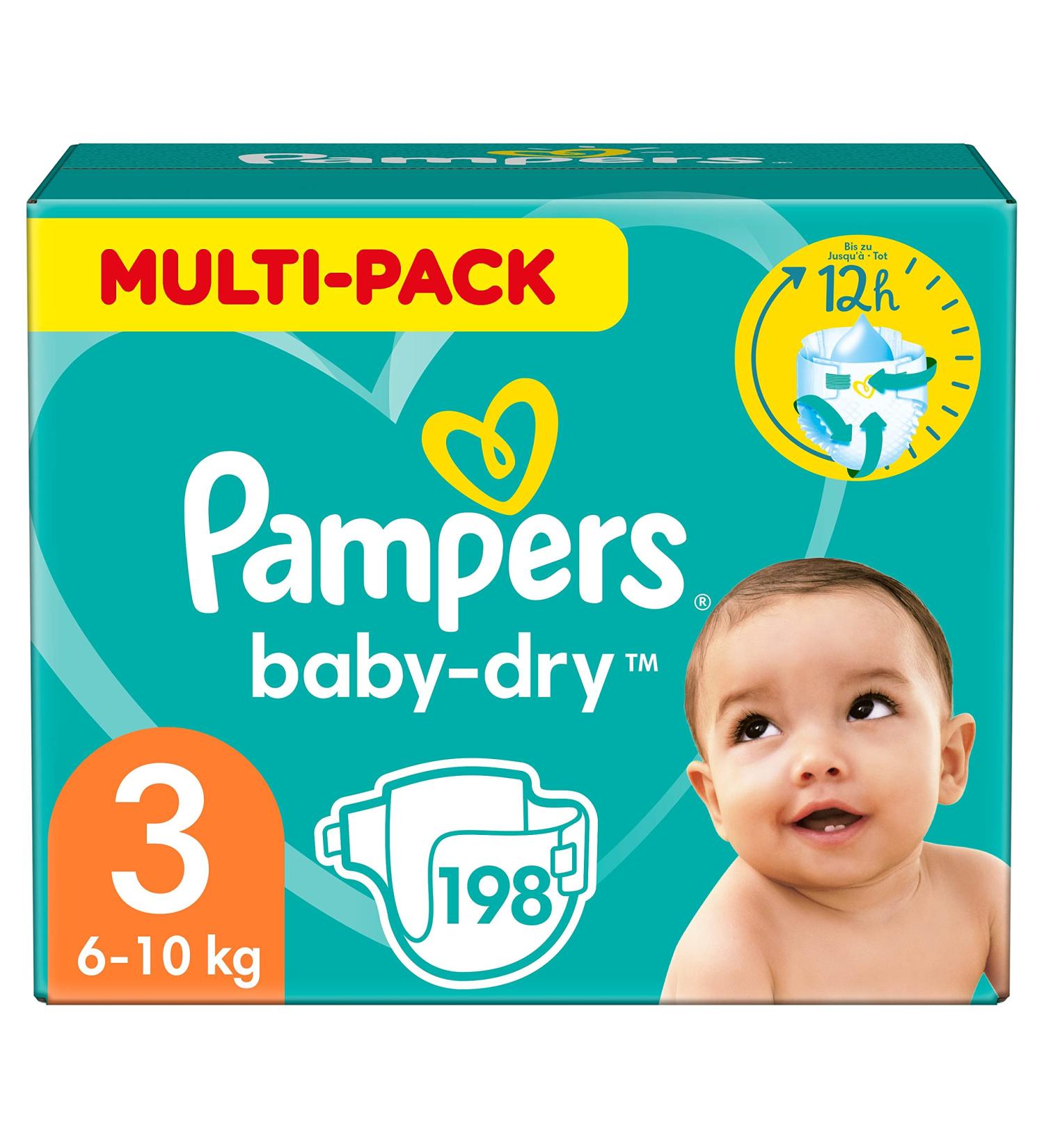 Pampers diapers size 3 (6-10kg) Baby-Dry Midi monthly box up to 12 hours of all-round output protection 198 pieces size 3 (198)