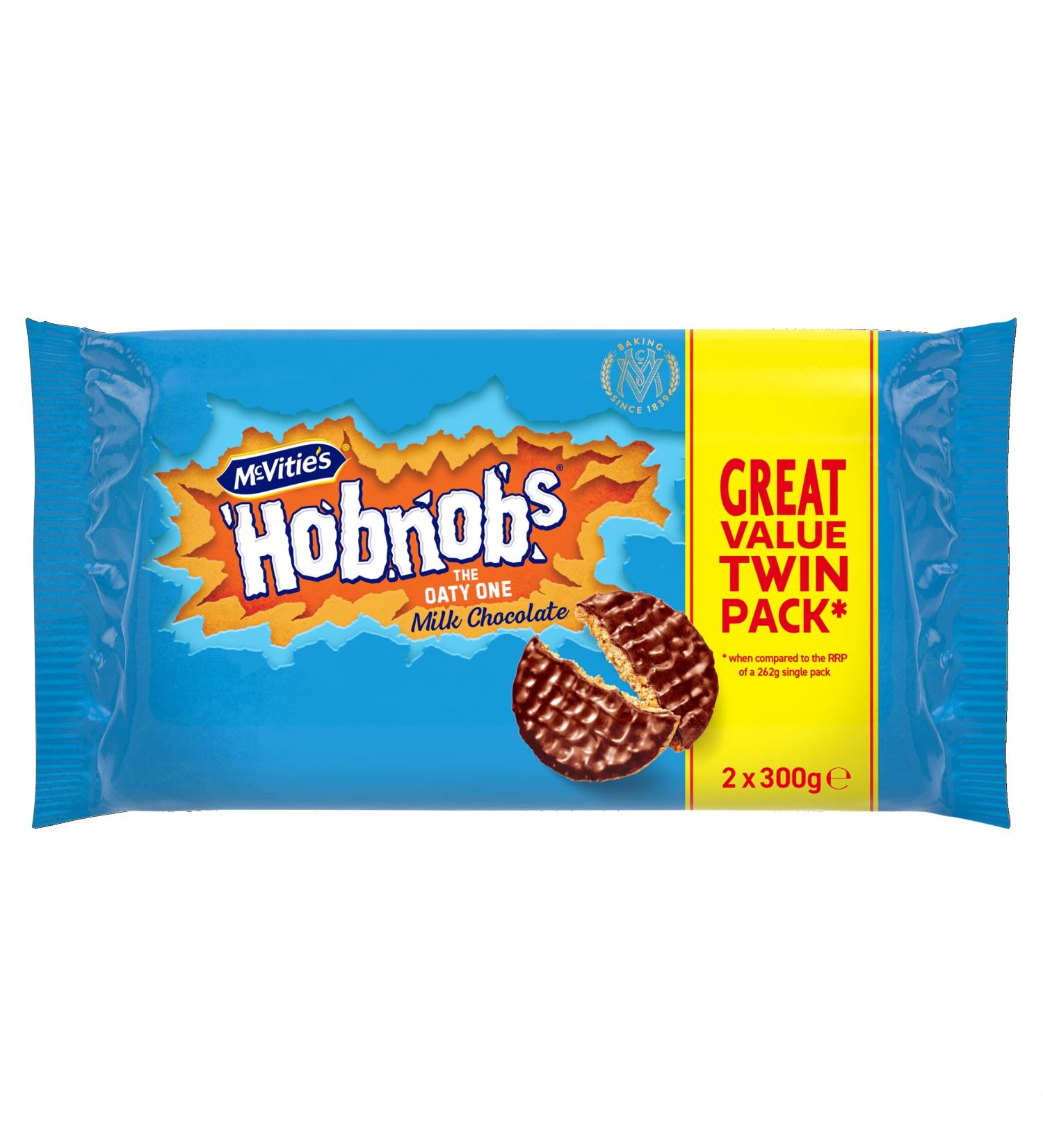 McVitie's Hobnobs Milk Chocolate Biscuits 300g (Pack of 2)