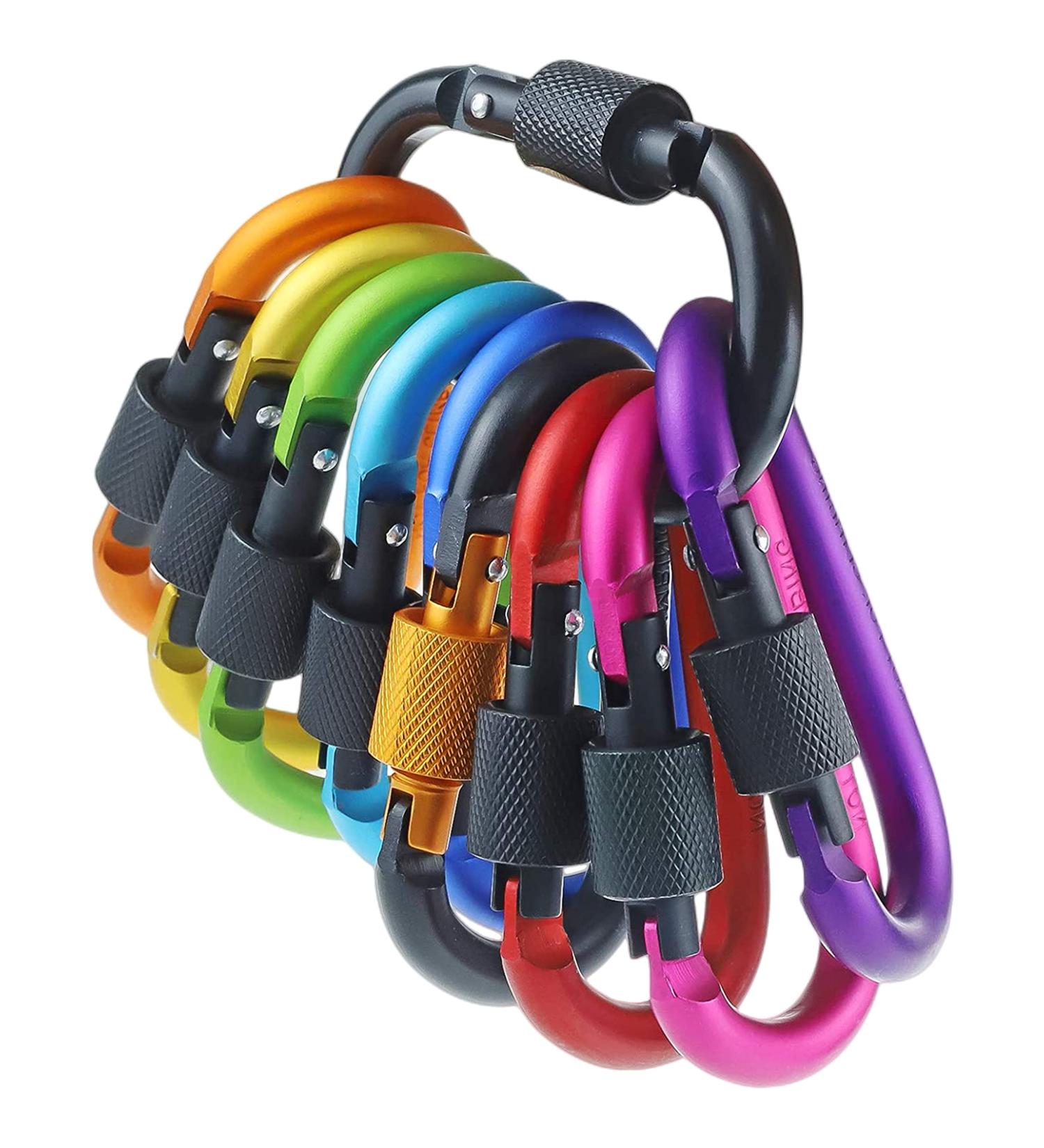 10-Pack Screw Carabiner Keychain Hooks for Camping Fishing Hiking & Travel - Durable Outdoor Gear - Buy Online on GoSupps.com