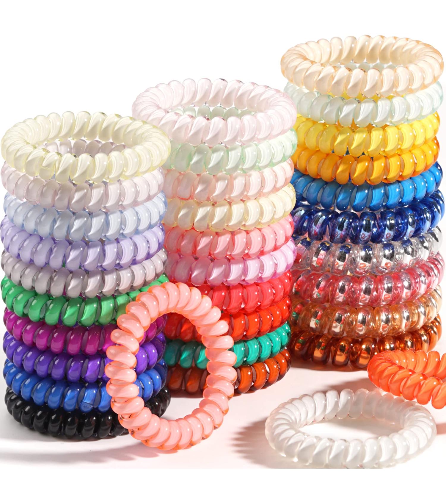 32Pcs Spiral Hair Ties | No Crease Coil Hair Elastics | Candy & Metallic Colors - DealEachDay - Buy Online on GoSupps.com