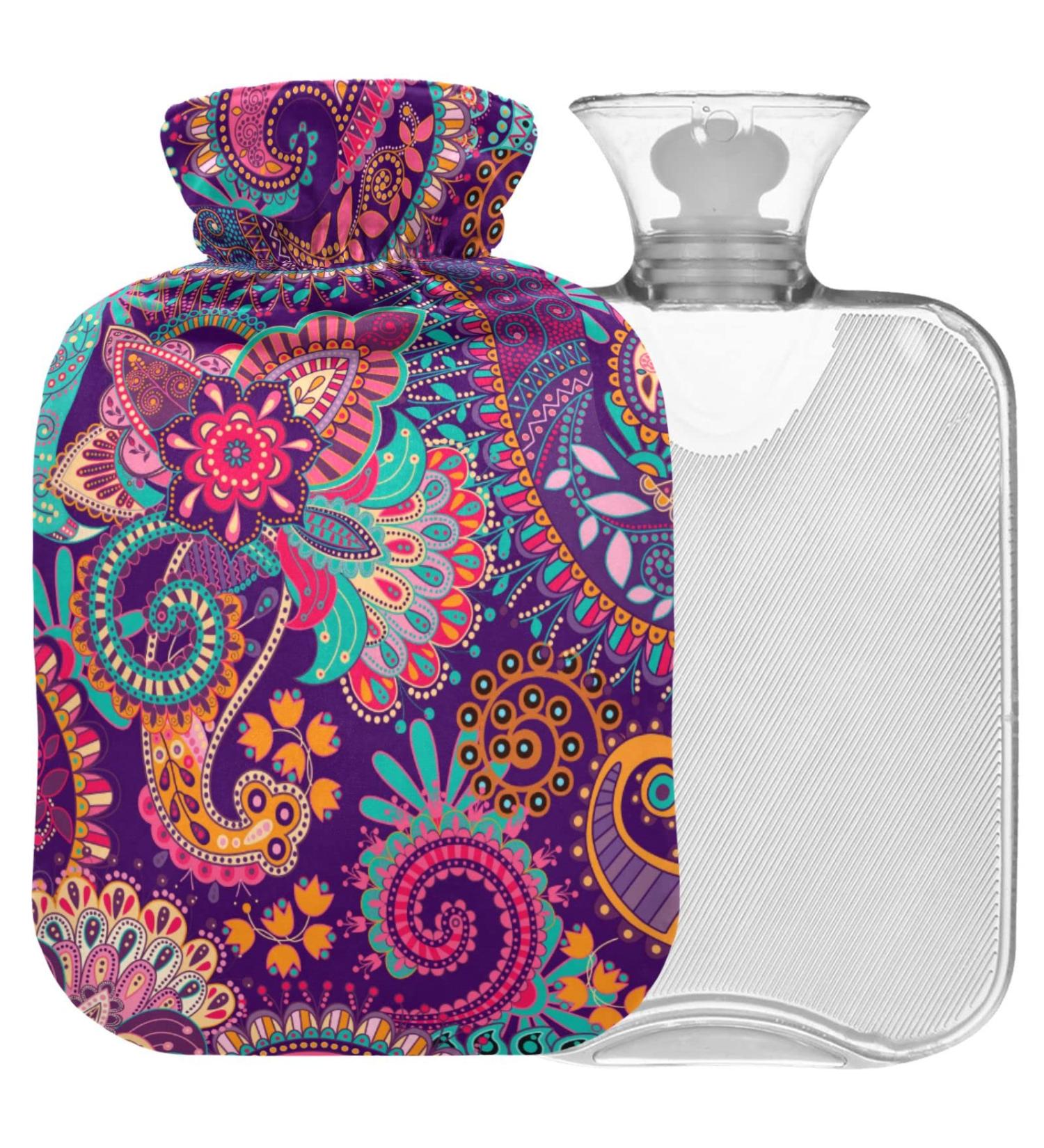 Naanle Vintage Paisley Hot Water Bottle with Cover - 1L Heat Bottle for Back Pain Relief & Cold Therapy - International Shipping Available - Buy Online on GoSupps.com