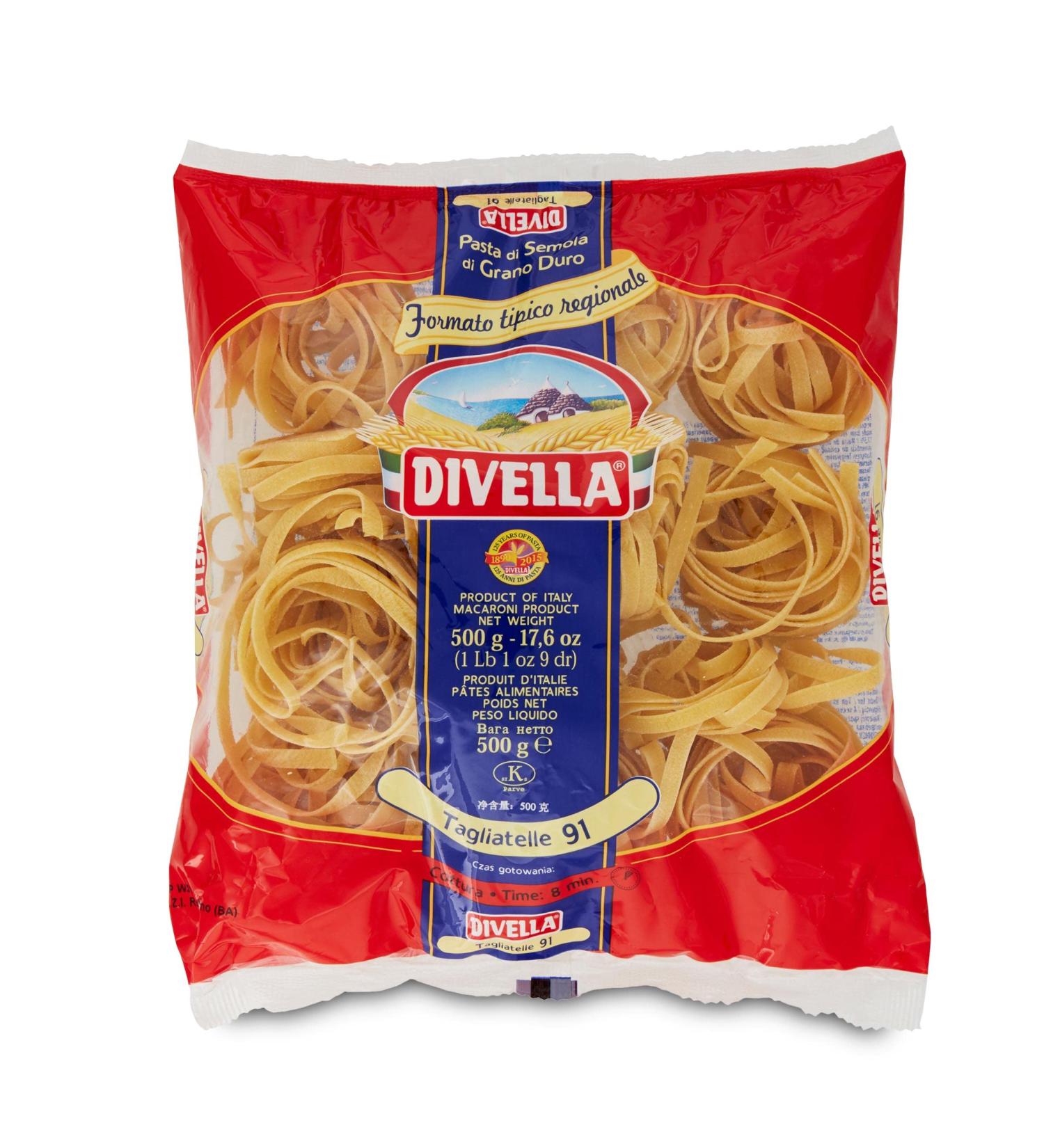 Italian Gourmet E.R. Divella Taglaitelle No. 91 Pack of 24 durum wheat semolina pasta 500g + Italian Gourmet Polpa di Pomodoro 400g - Buy Online on GoSupps.com
