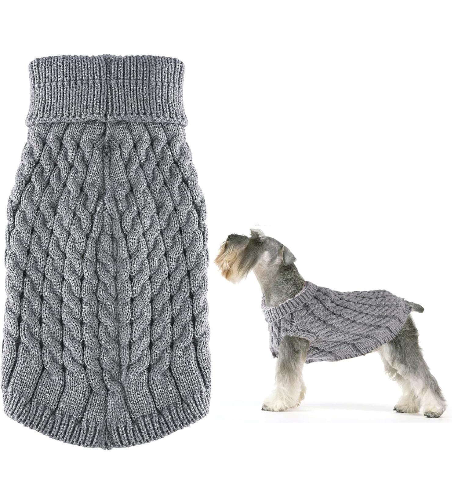 Puppy Dog Knitted Pullover Sweater Turtleneck Warm Soft Knit Small Cat Sweater for Cold Weather Dog Jumper Knitwear Warm Dog Cat Jumper Pet Vest Comfortable Pet Coat Costume for Small Dogs (S Grey) - Buy Online on GoSupps.com