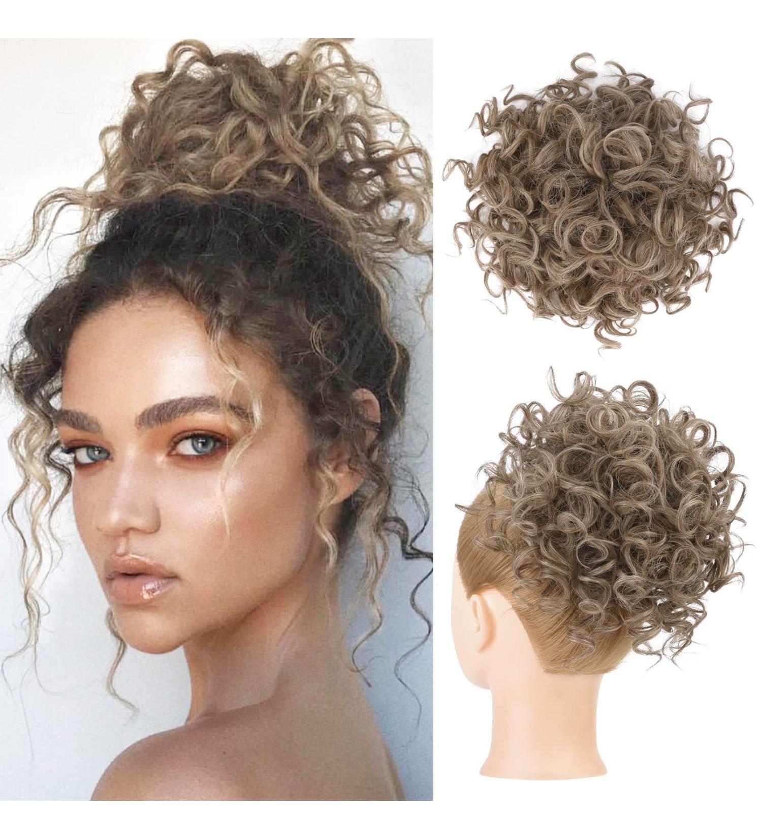 Rpeixya Hair Part Bun with Elastic Cord - Stylish Gray-Brown Ponytail Chignon for Women | Lure Dutt Curly Shaft Accessory - Buy Online on GoSupps.com