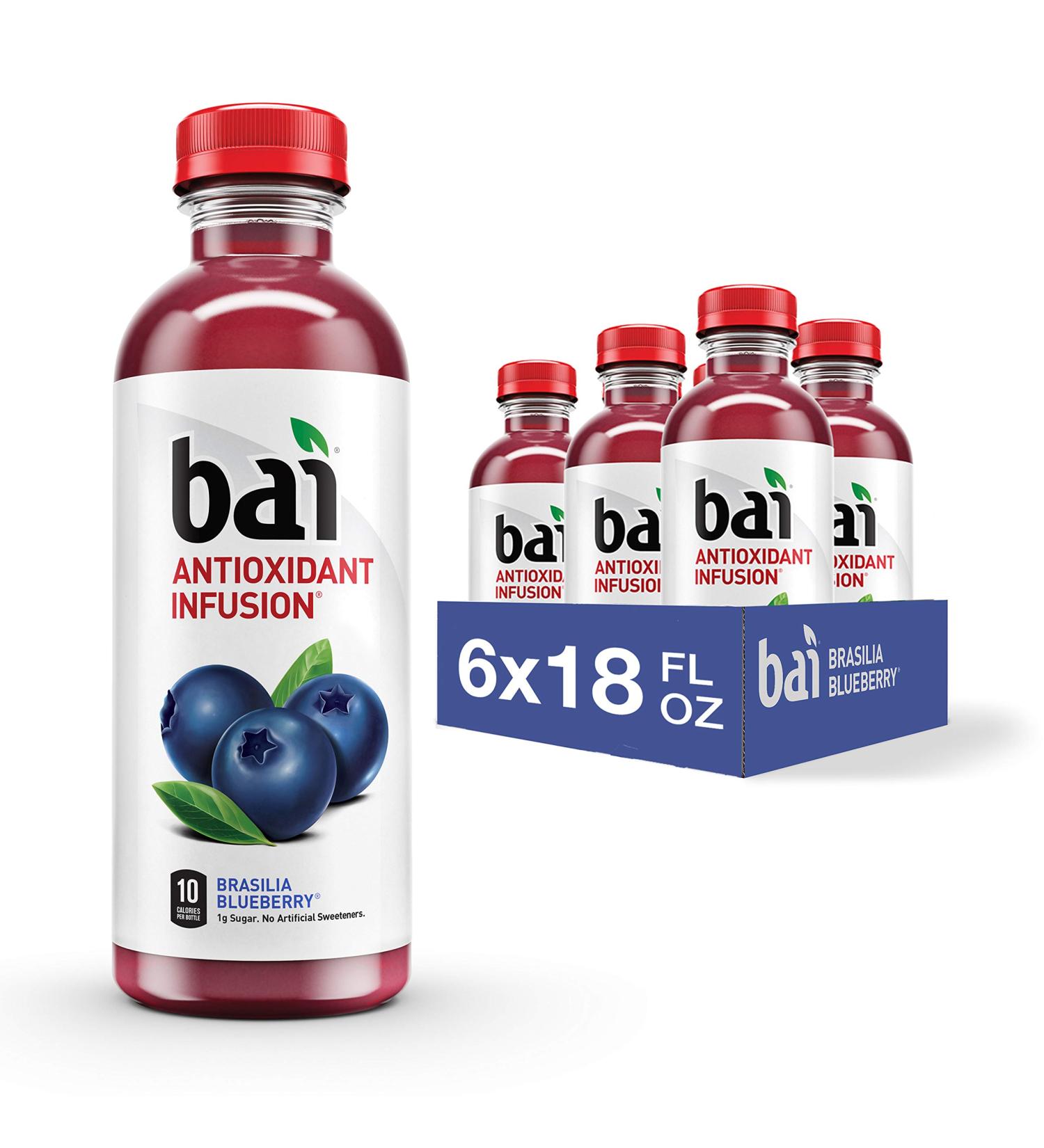 Bai Brasilia Blueberry Flavored Water - Antioxidant Infused, 18oz Bottles, 6 Count - Buy Online on GoSupps.com