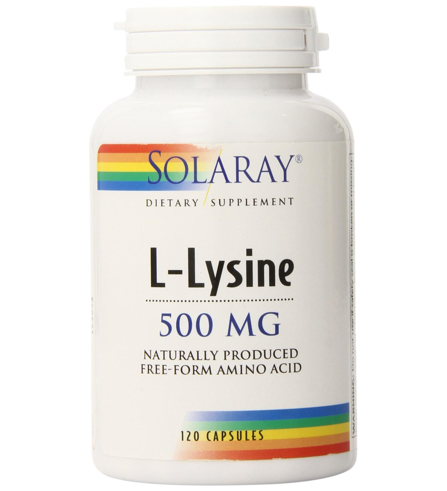 Solaray L-Lysine 500mg - 120 Vegan Capsules for Immune Support - Buy Online on GoSupps.com