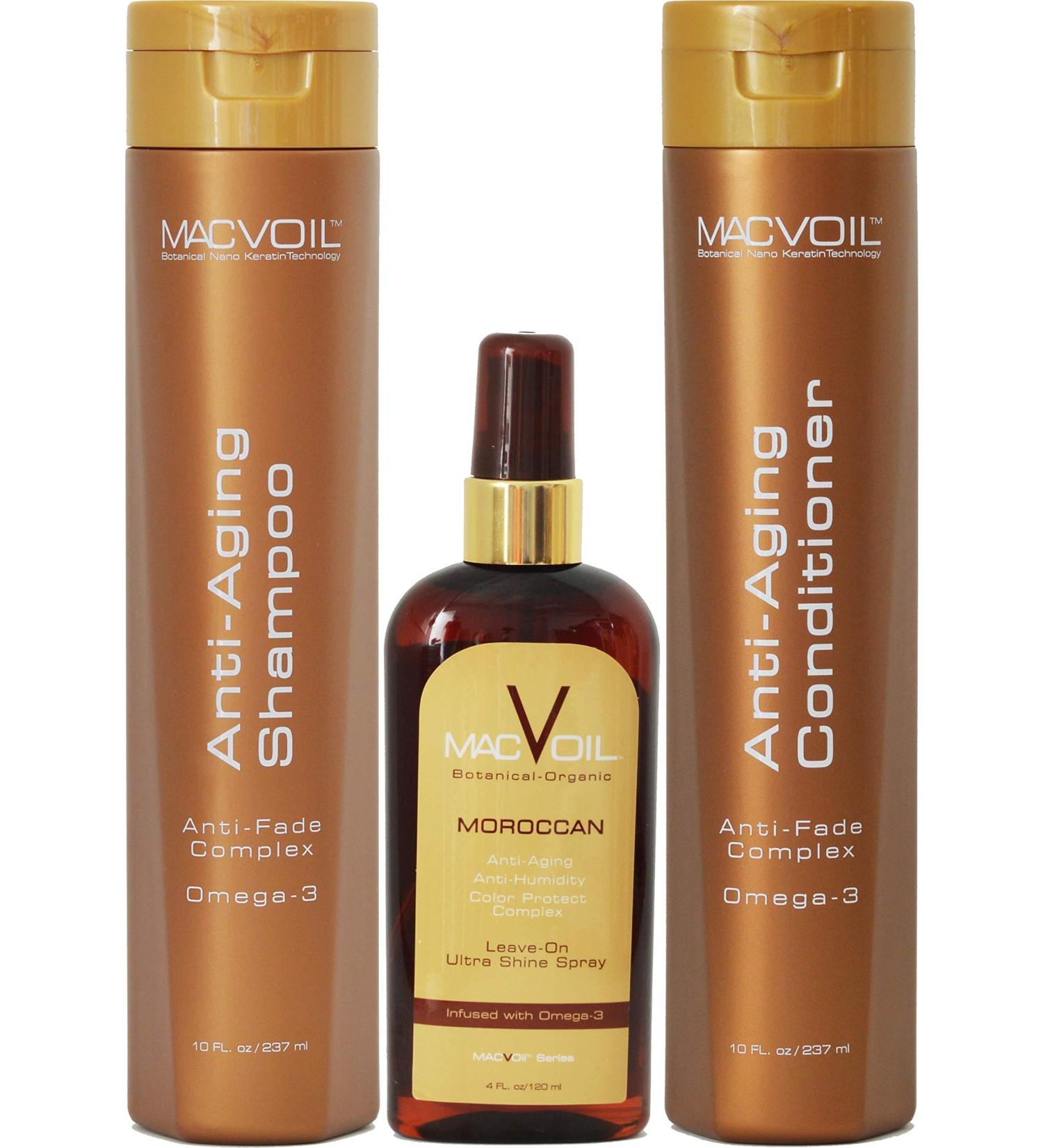 Macvoil Anti-Aging Shampoo + Conditioner + Moroccan Leave-On