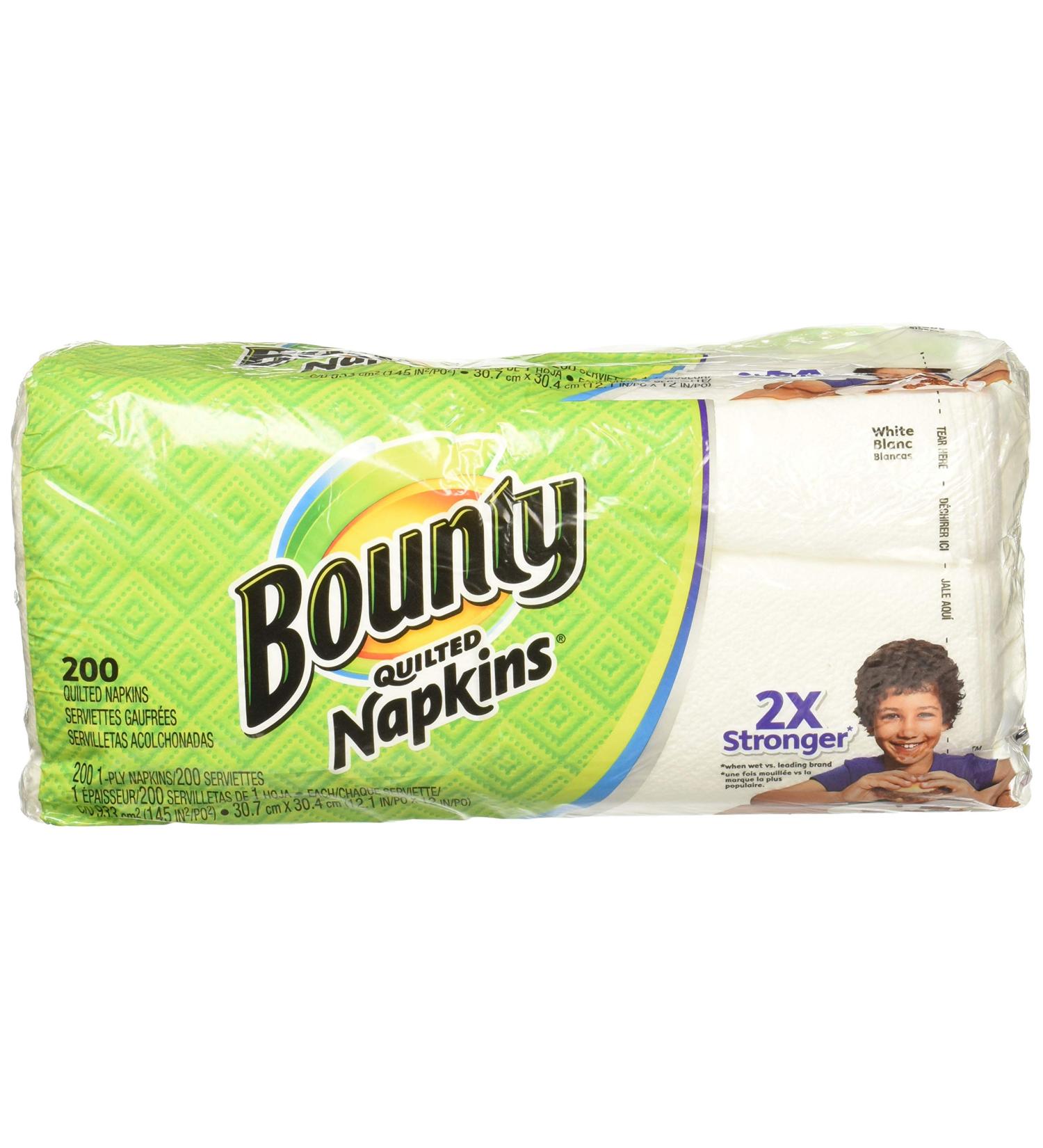 Bounty Paper Napkins, White or Printed, 200 Count, Pack of 2