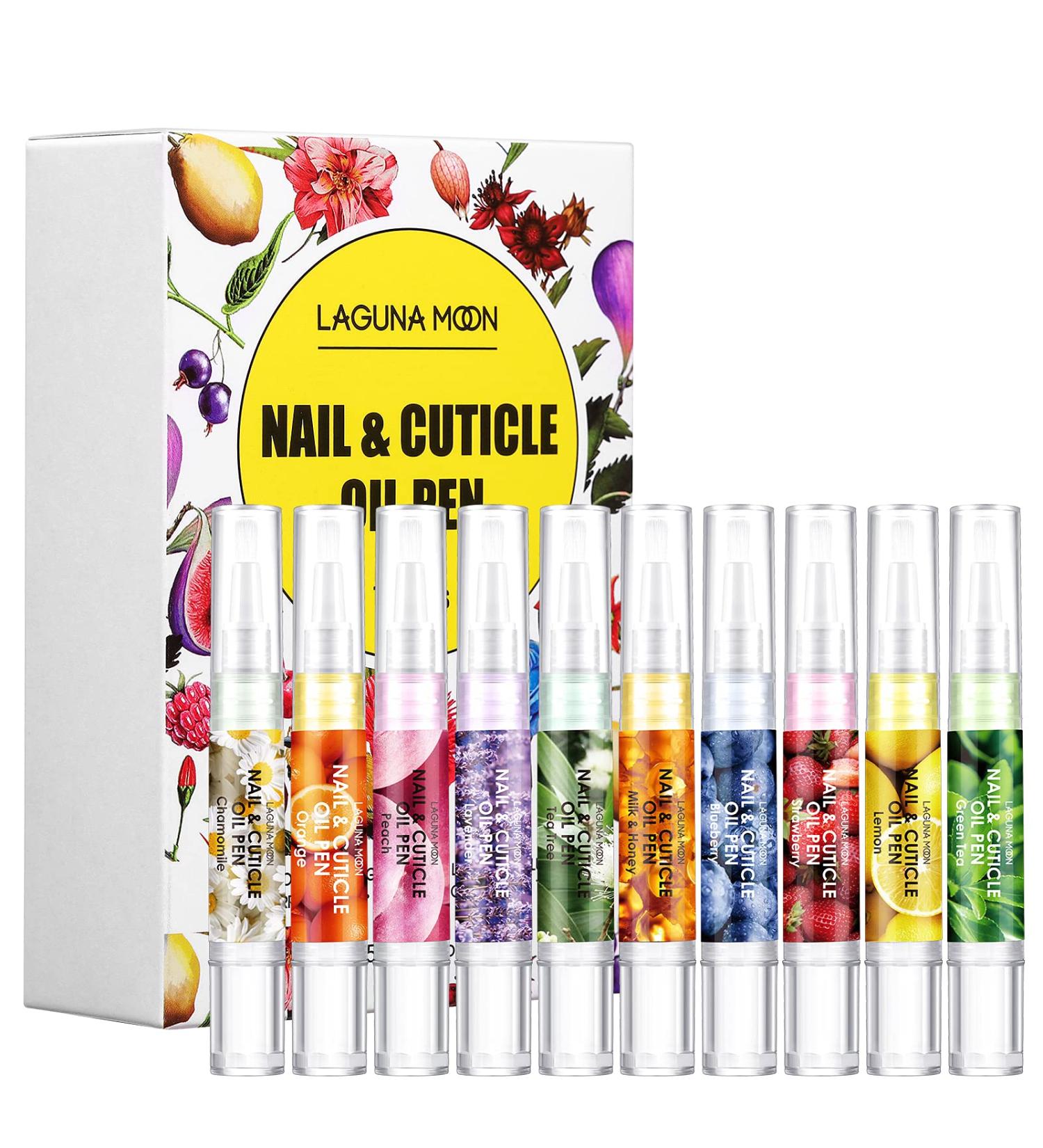 Lagunamoon 10 Pack Cuticle Oil Pens for Nail Care 5ml Nail Oil Pens with Natural Ingredients to Moisturize and Nourish Dry Nails and Cuticles Cuticle Oil to Prevent Nail Cracking and Hangnails Assorted - Buy Online on GoSupps.com