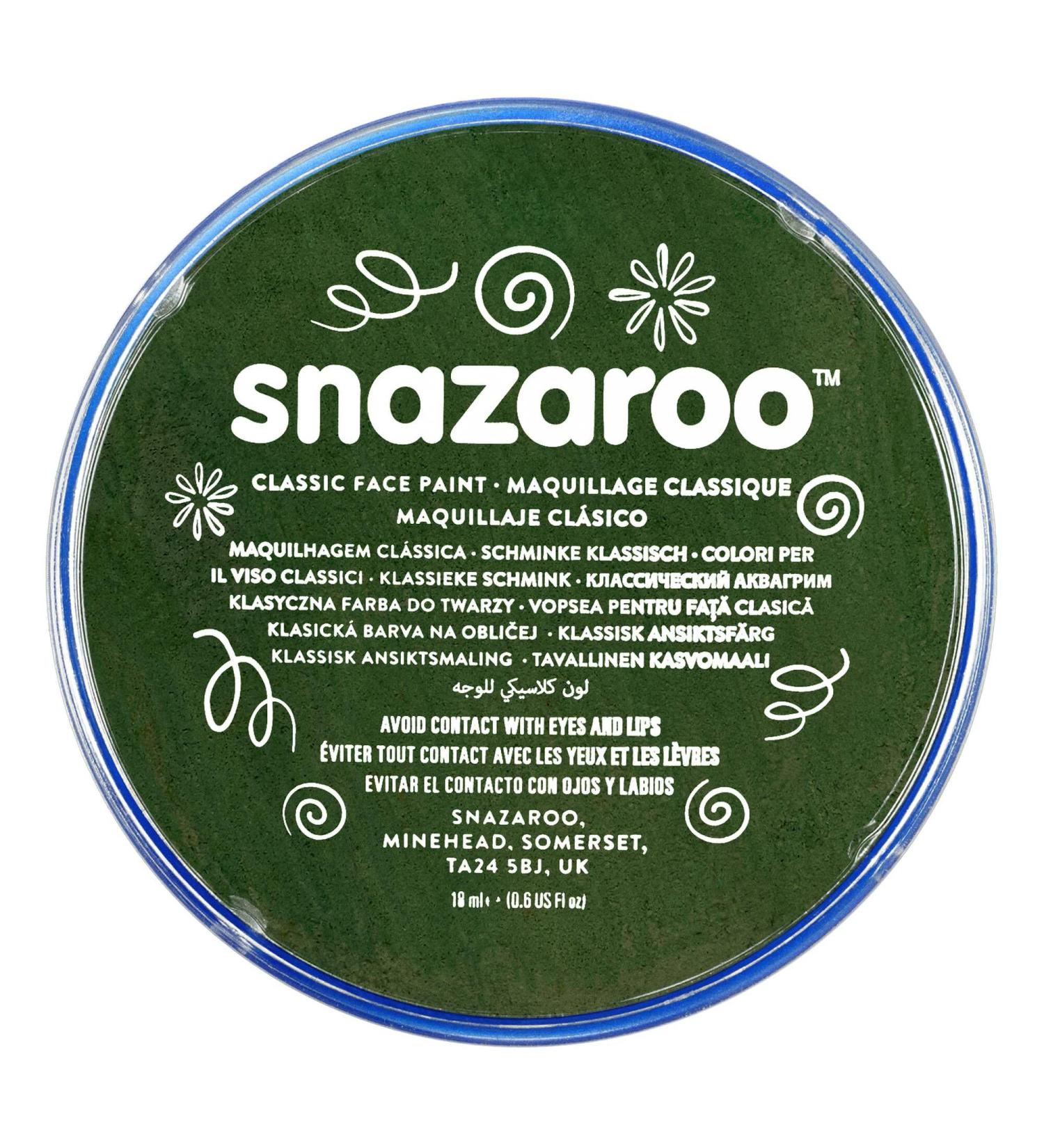 SK INFINITY | Classic Face and Body Paint 18 ml Professional Water Based Single Cake Makeup Supplies for Adults Kids (Classic Dark Green)