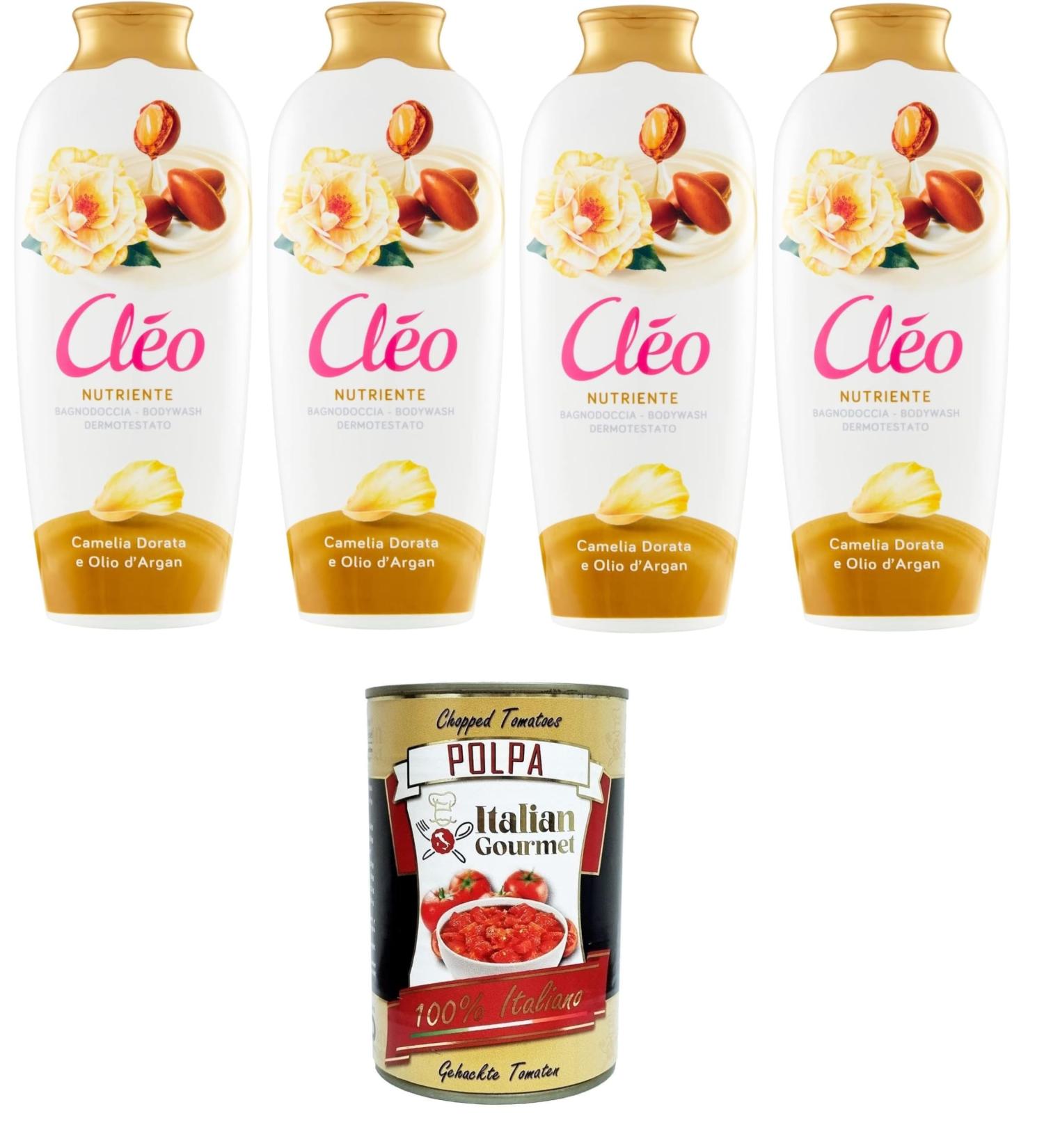  Italian Gourmet E.R. Cleo Bagnodoccia Golden Camellia and Argan Oil Shower Gel with Golden Camellia and Argan Oil - 4 x 750 ml+ Italian Gourmet Pulp 400 g - Buy Online on GoSupps.com