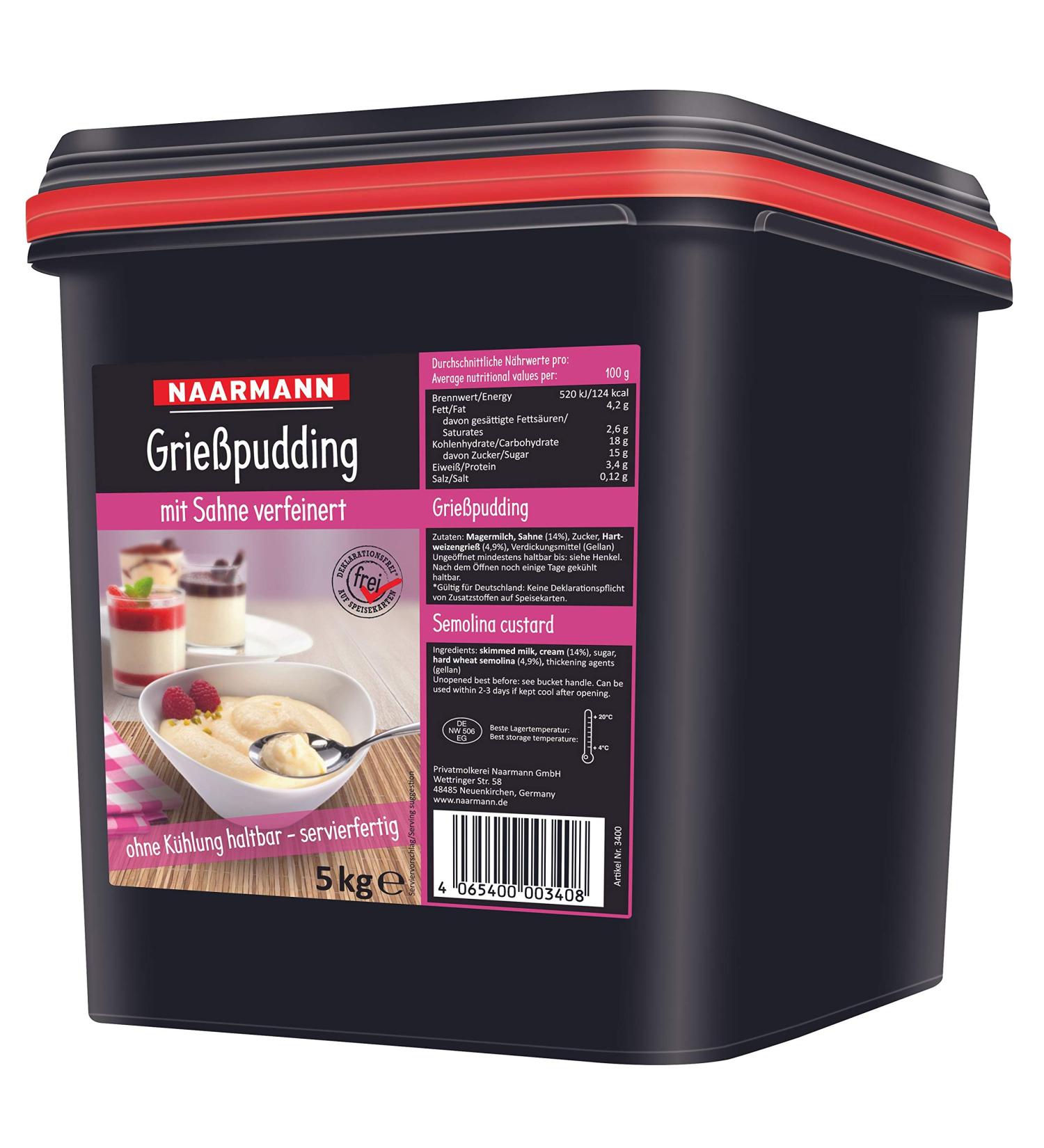 Naarmann semolina pudding refined with cream grainy creamy 5000g