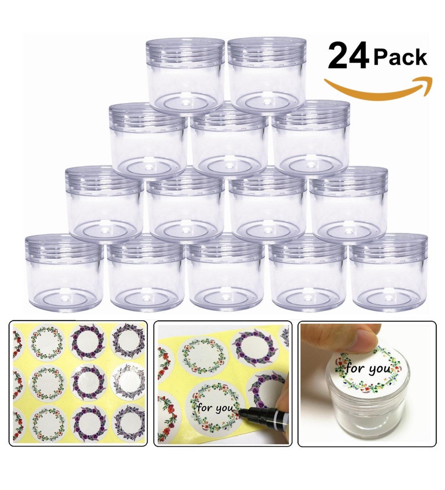 20g/20ml Clear Empty Container Jars with Screw Lids (24 Pack) - BPA Free for Lotions, Lip Balm, Makeup Samples - Buy Online on GoSupps.com