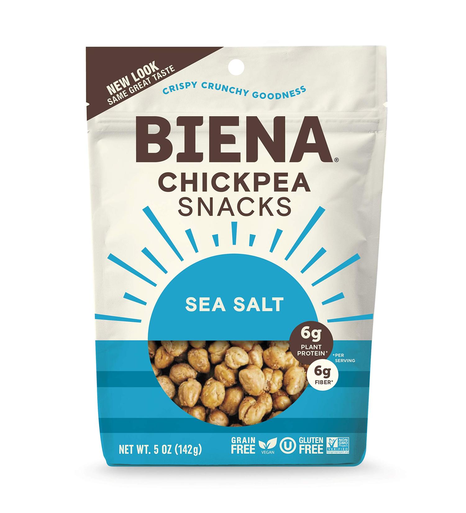 BIENA Chickpea Snacks Sea Salt 5 oz - Gluten Free, Vegan, Dairy Free | Plant Based Protein | Single Pack - Buy Online on GoSupps.com