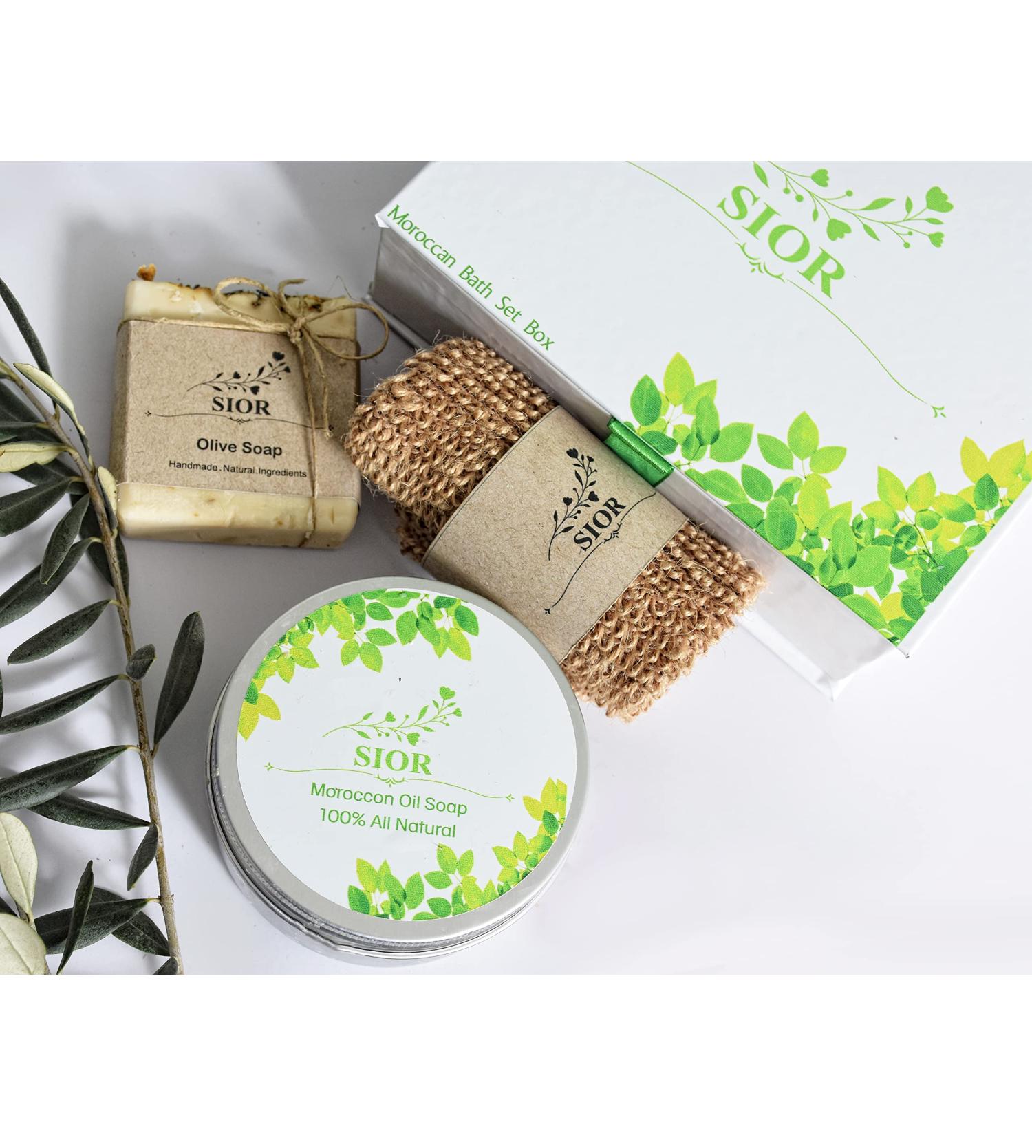 Luxury Moroccan Hammam Set - 3 in 1 Handmade Olive Soap & Exfoliating Glove - Perfect Gift Box - International Shipping - Buy Online on GoSupps.com