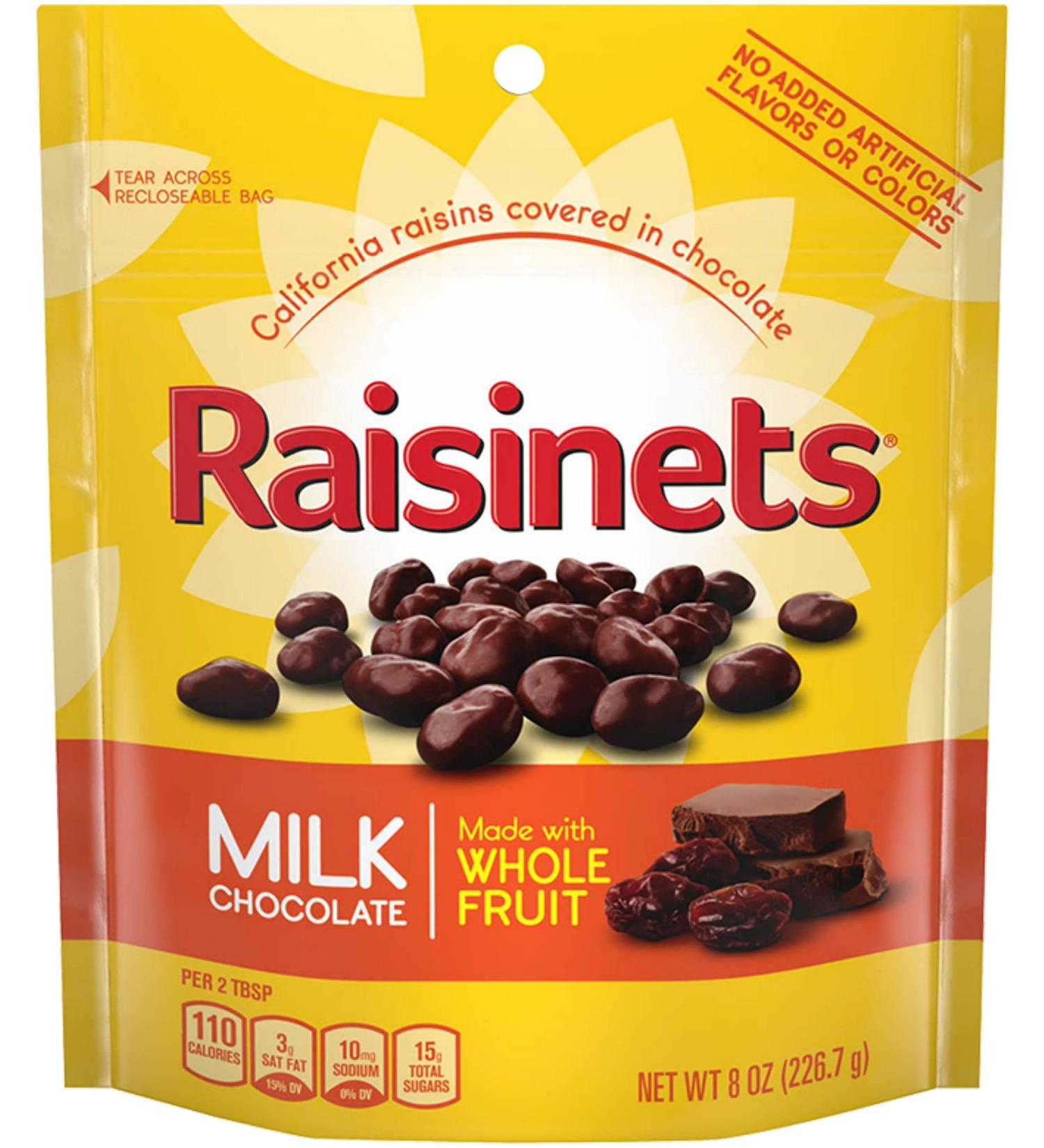 Raisinets Milk Chocolate Covered California Raisins Movie Theater Reclosable Bag - 8 Oz 8 Pack - Buy Online on GoSupps.com