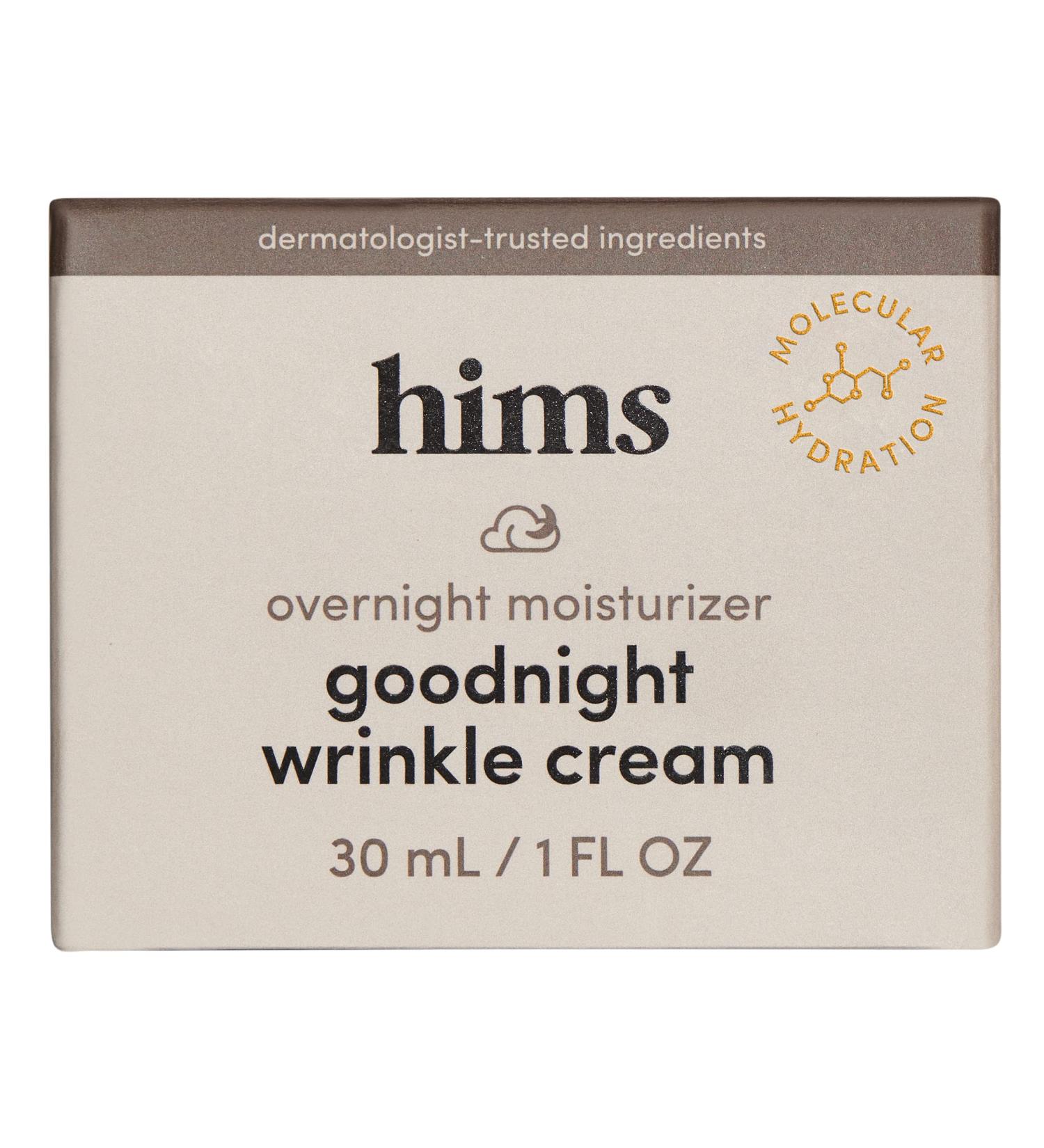 Hims Goodnight Wrinkle Cream for Men - Anti-Aging Night Cream with Caffeine and Hyaluronic Acid - Vegan, Cruelty-Free, Paraben-Free - 1oz - Buy Online on GoSupps.com