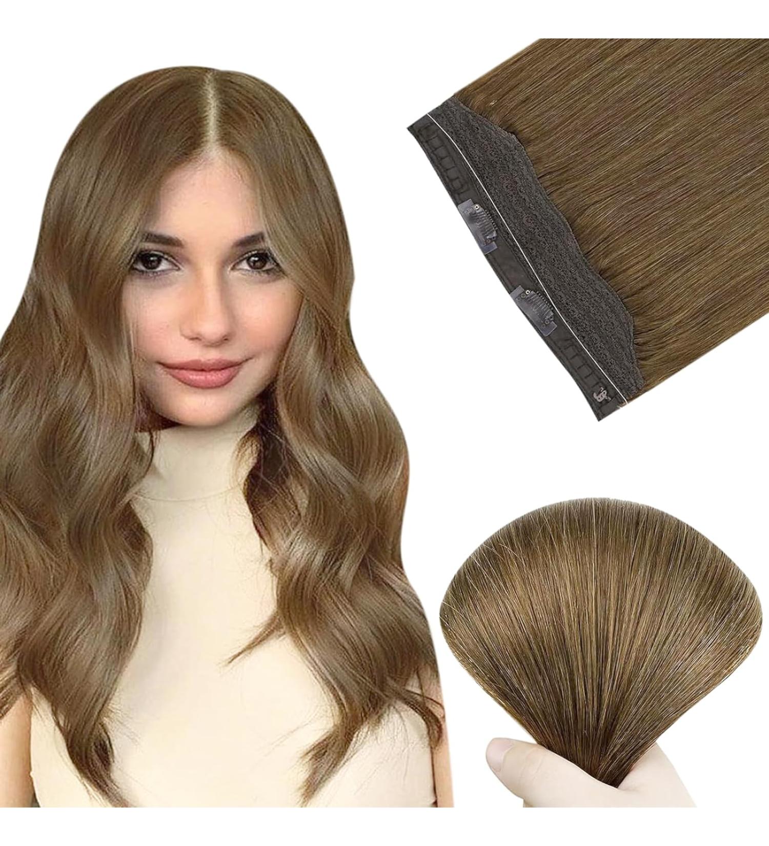 Easyouth Brown Wire Hair Extensions 12 Inch 70g 1-Wire #4 - Real Human Hair Fishing Line Invisible Extensions Medium Brown - Buy Online on GoSupps.com