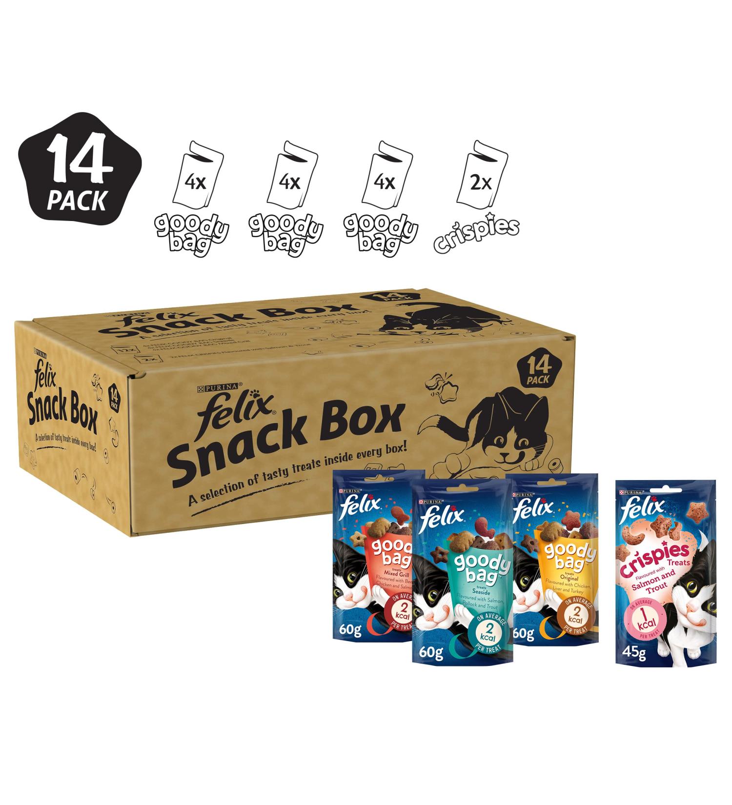 FELIX Mixed Snack Box Adult Cat Treats Pack 810g Mixed 57.86 g (Pack of 14) - Buy Online on GoSupps.com