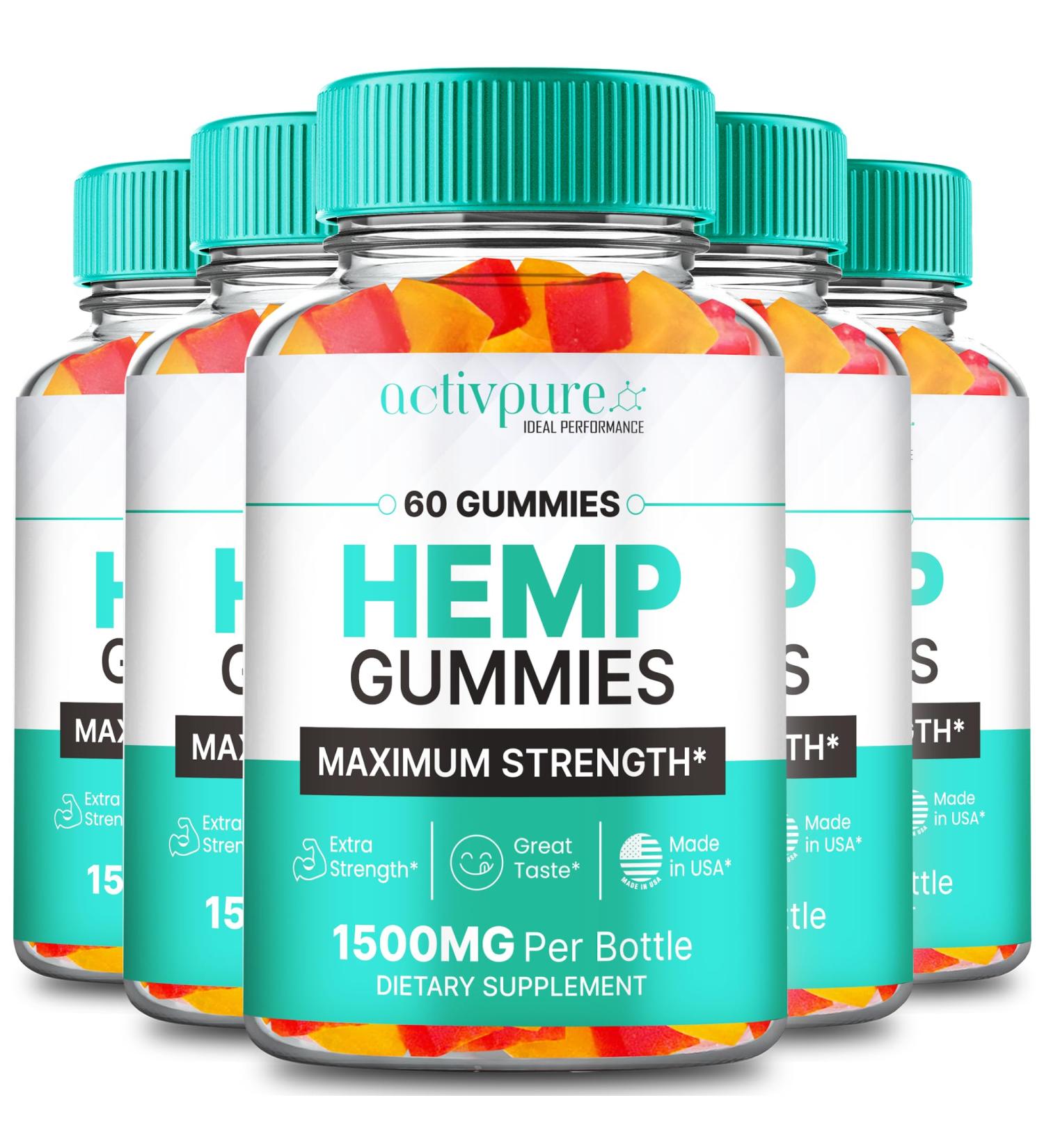 Activ Pure Hemp Gummies - ActivPure Supplement Hemp Gummies - Maximum Strength All Natural Overall Health and Wellness Support Activ Pure Health Gummy Reviews (5 Pack) - Buy Online on GoSupps.com