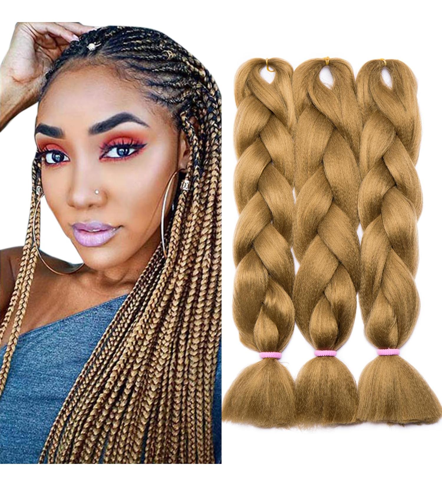 Tess Braids Extensions - 60 cm Jumbo Kanecalon Hair Braids (Honey Blonde) | 100g Bundle for Box Braids - Buy Online on GoSupps.com