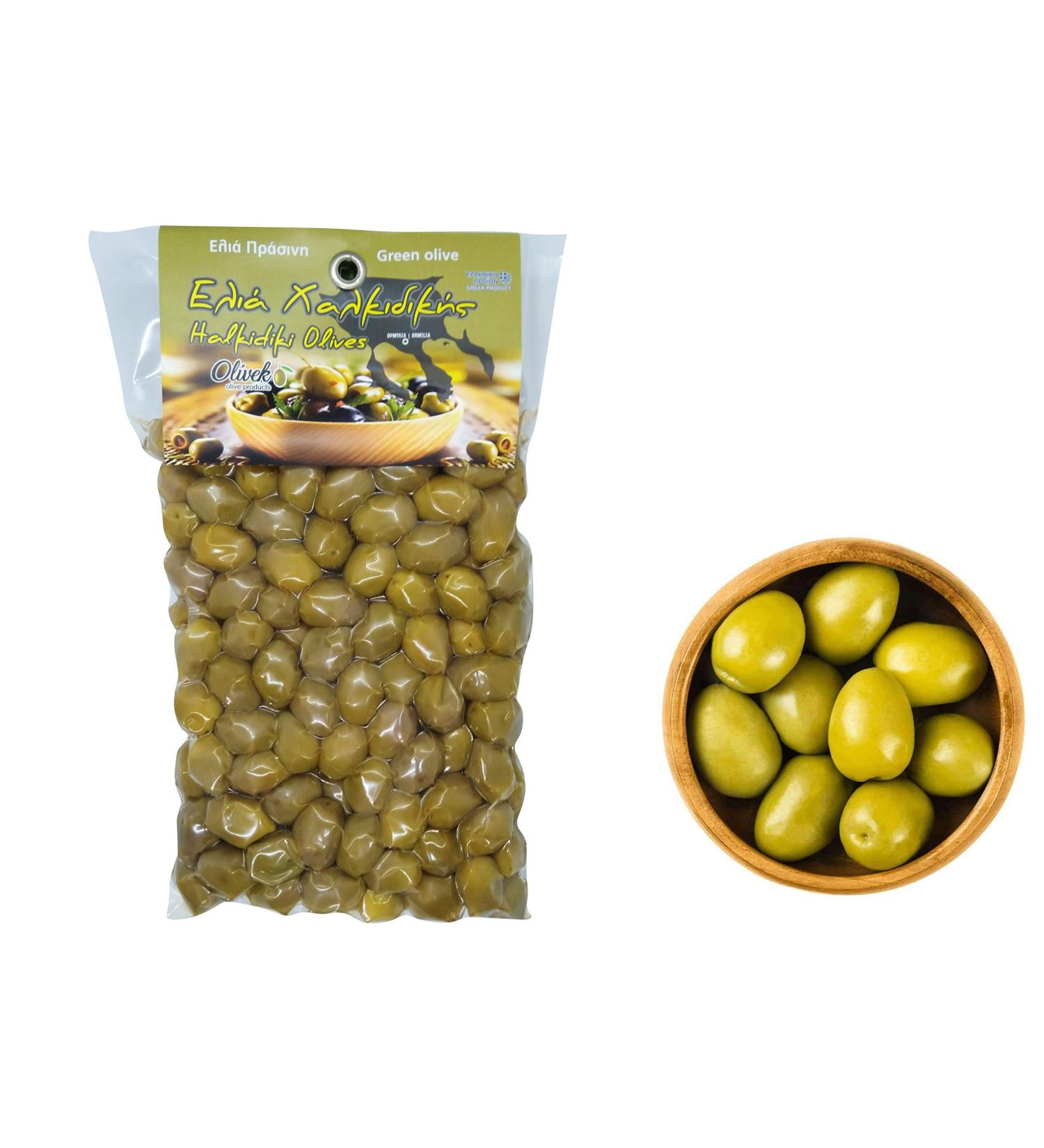 Greek Green Olives 1kg Vacuum-Sealed | Traditional Chalkidiki Variety |Key in The Mediterranean Diet | Loaded with Important Nutrients and Antioxidants| No Preservatives - Buy Online on GoSupps.com