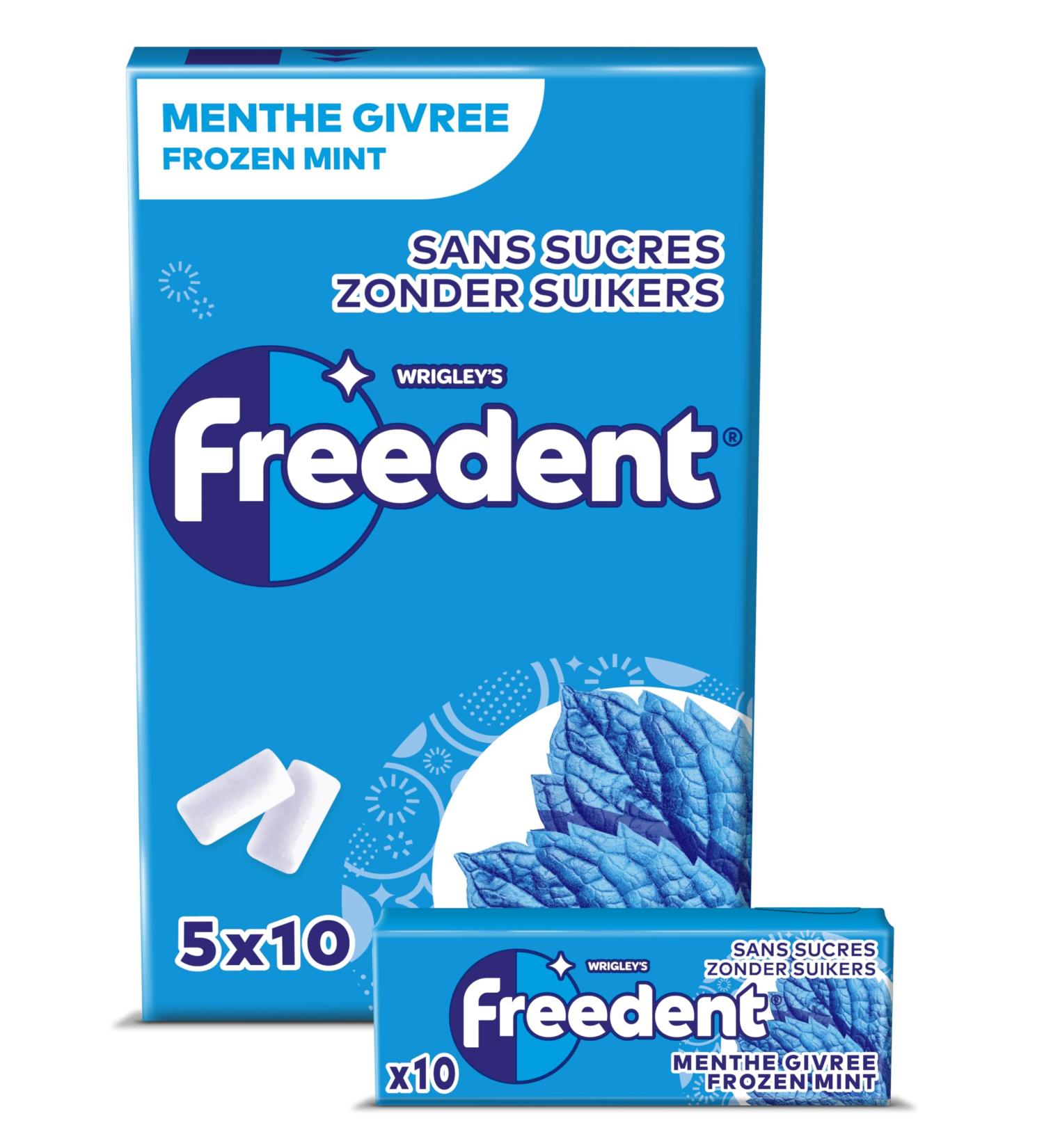 FREEDENT - Chewing-gum Menthe Givr e sans sucres - 5 paquets de 10 drag es - 70g - Buy Online on GoSupps.com