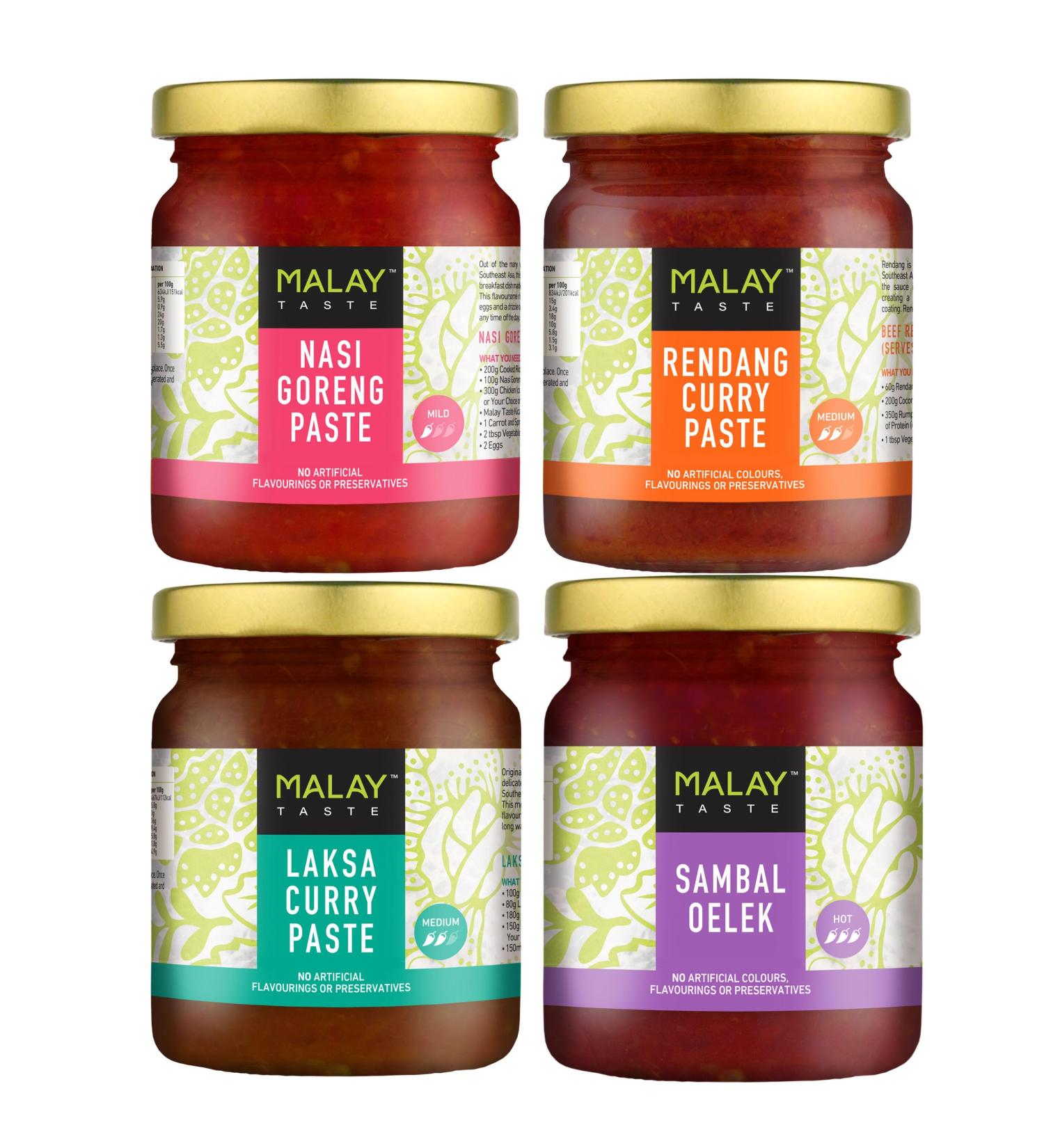 Malay Taste Curry Paste 185g Bundle - Rendang Nasi Goreng Sambal Oelek & Laksa - Buy Online on GoSupps.com