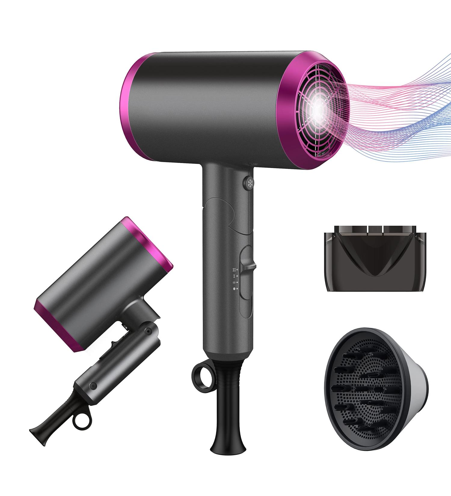 Professional Travel Hair Dryer with Diffuser | Lightweight & Low Noise Blow Dryer for Curly Hair | 2 Speed Heat Settings | Ideal for Home, Salon, and Gift - Buy Online on GoSupps.com