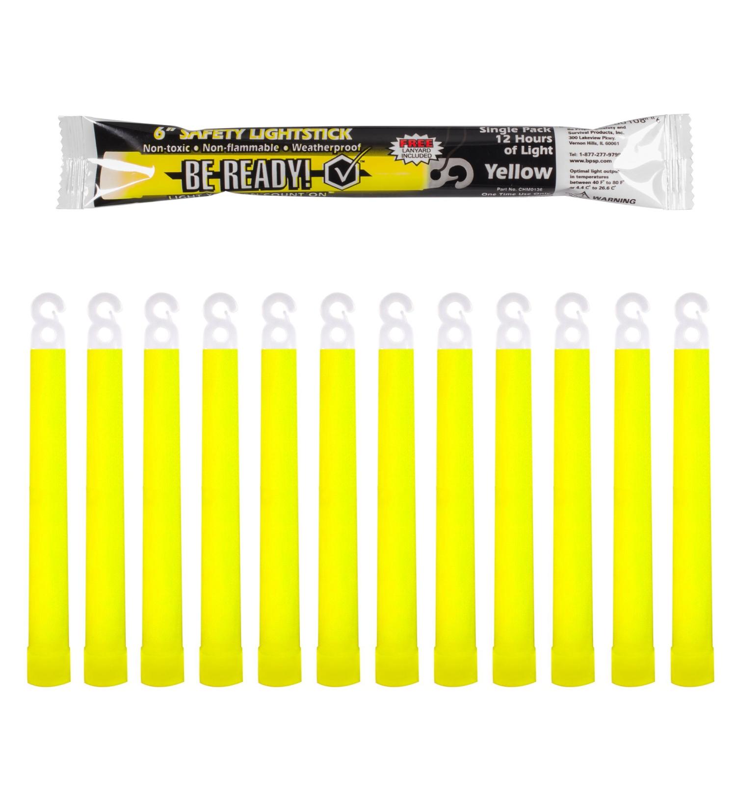 Industrial Grade Yellow Glow Sticks - 12 Hour Illumination Emergency Safety Lights 12 Pack - Buy Online on GoSupps.com