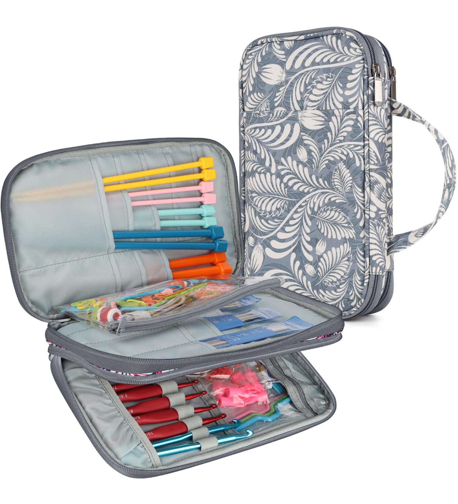 Aeelike Knitting Needle & Crochet Hook Organizer Case - Blue | Travel-Friendly Circular Needles & Hooks Storage (Under 11) | Women's Crochet Hook Case (No Accessories) - Bluish Gray - Buy Online on GoSupps.com