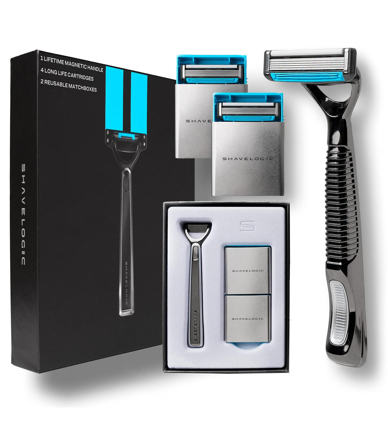 Shavelogic SL5 Shaving System - All-Metal Handle, Magnetic Attachment, 5-Blade Cartridges, Grooming Kit - Buy Online on GoSupps.com