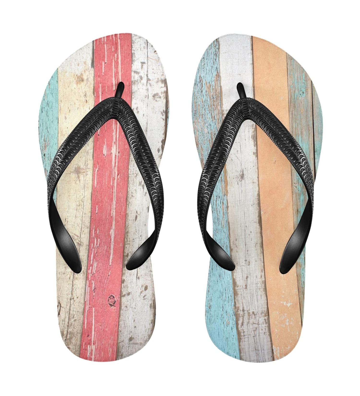 Mnsruu Vintage Wooden Board Flip Flops - XL for Home Hotel Spa & Travel | Comfortable & Stylish Footwear - Buy Online on GoSupps.com