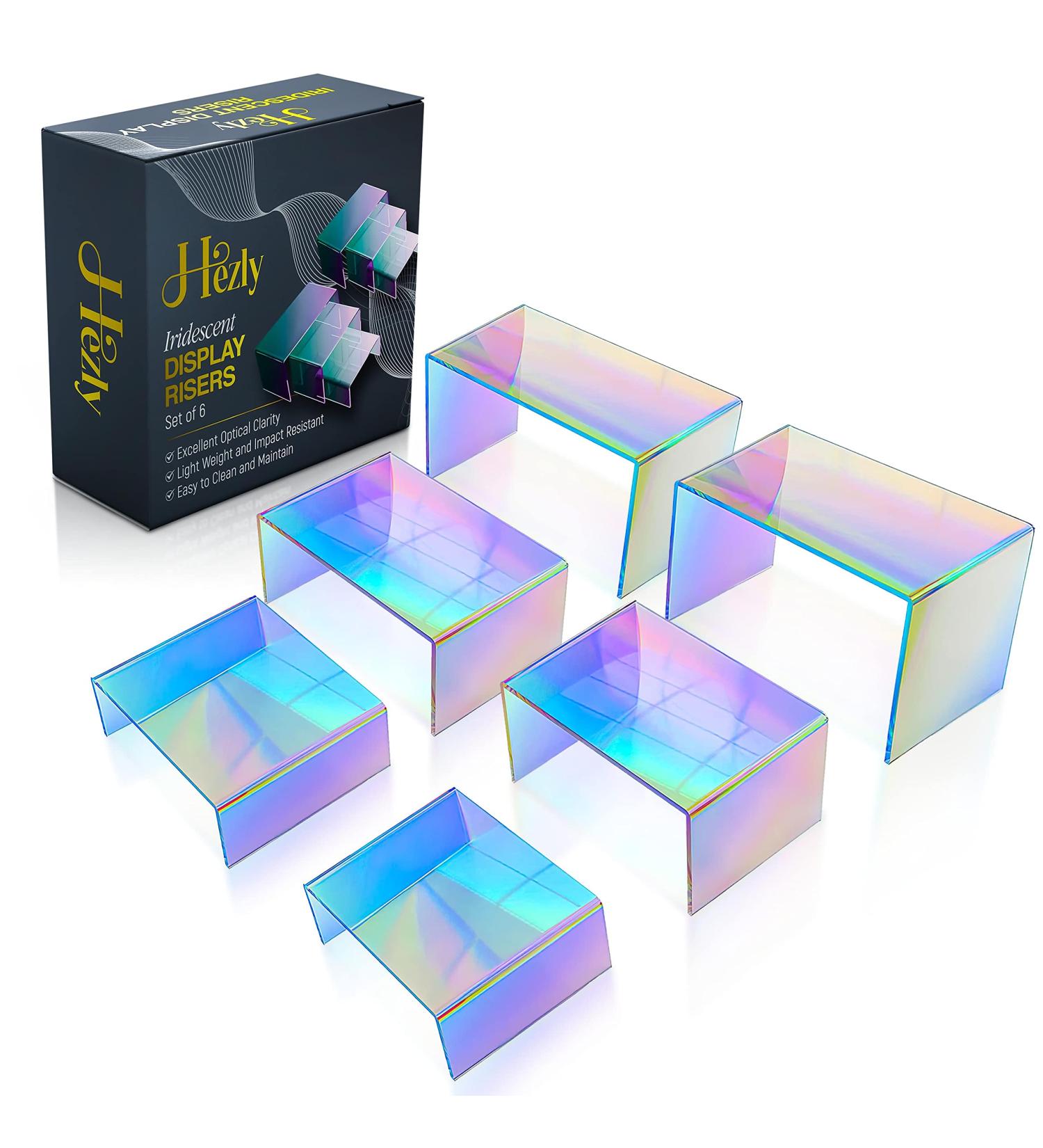 Hezly Multifolitic Acrylic Stand Set - 6 Stunning Rainbow Colors in 3 Sizes | Stylish Perfume & Cupcake Organizer - Buy Online on GoSupps.com