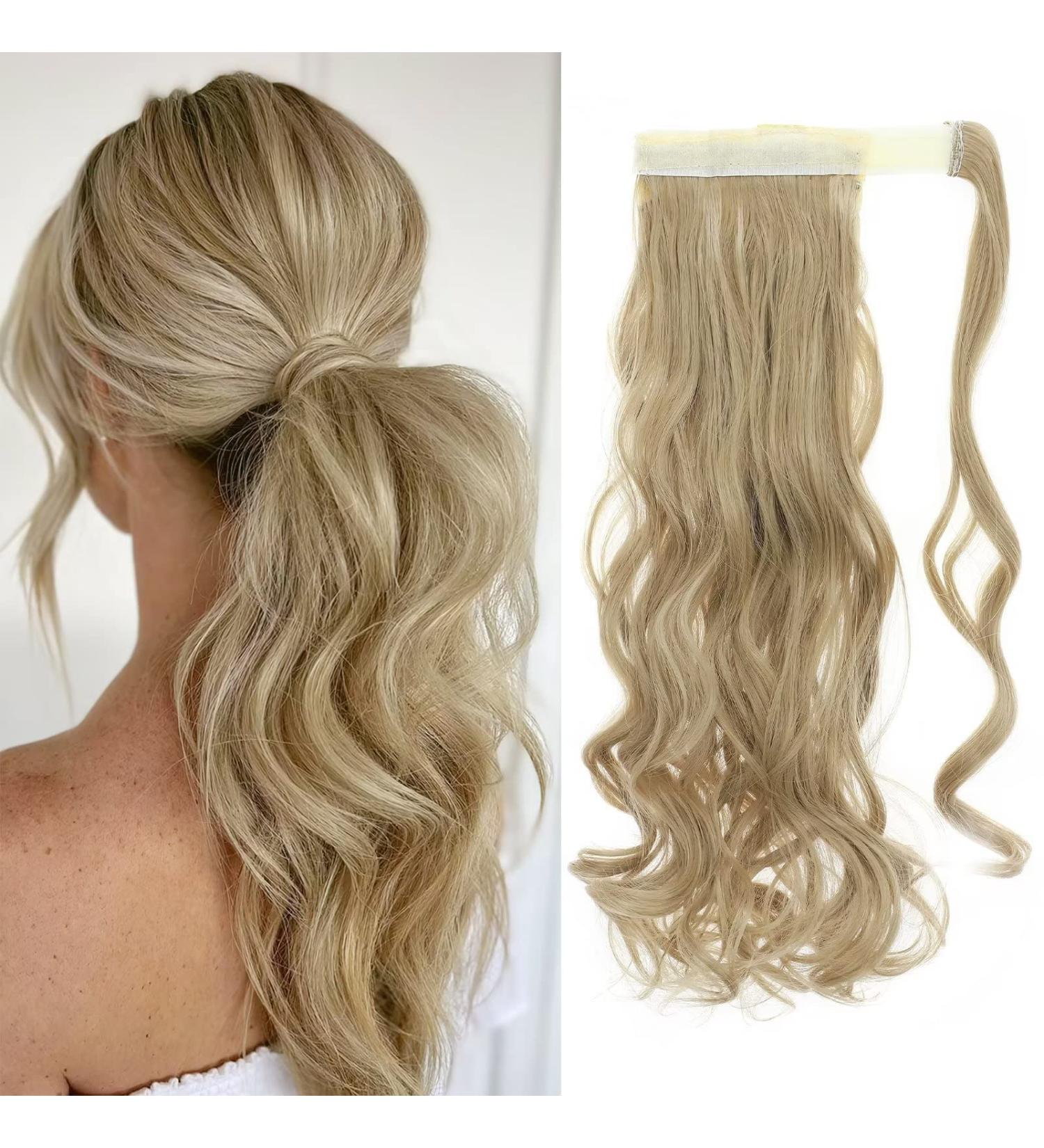 Tess Ponytail Extension 40cm - Ash Blonde Wavy Braid | 90g Long Hair Extensions for Perfect Horseplate Style - Buy Online on GoSupps.com