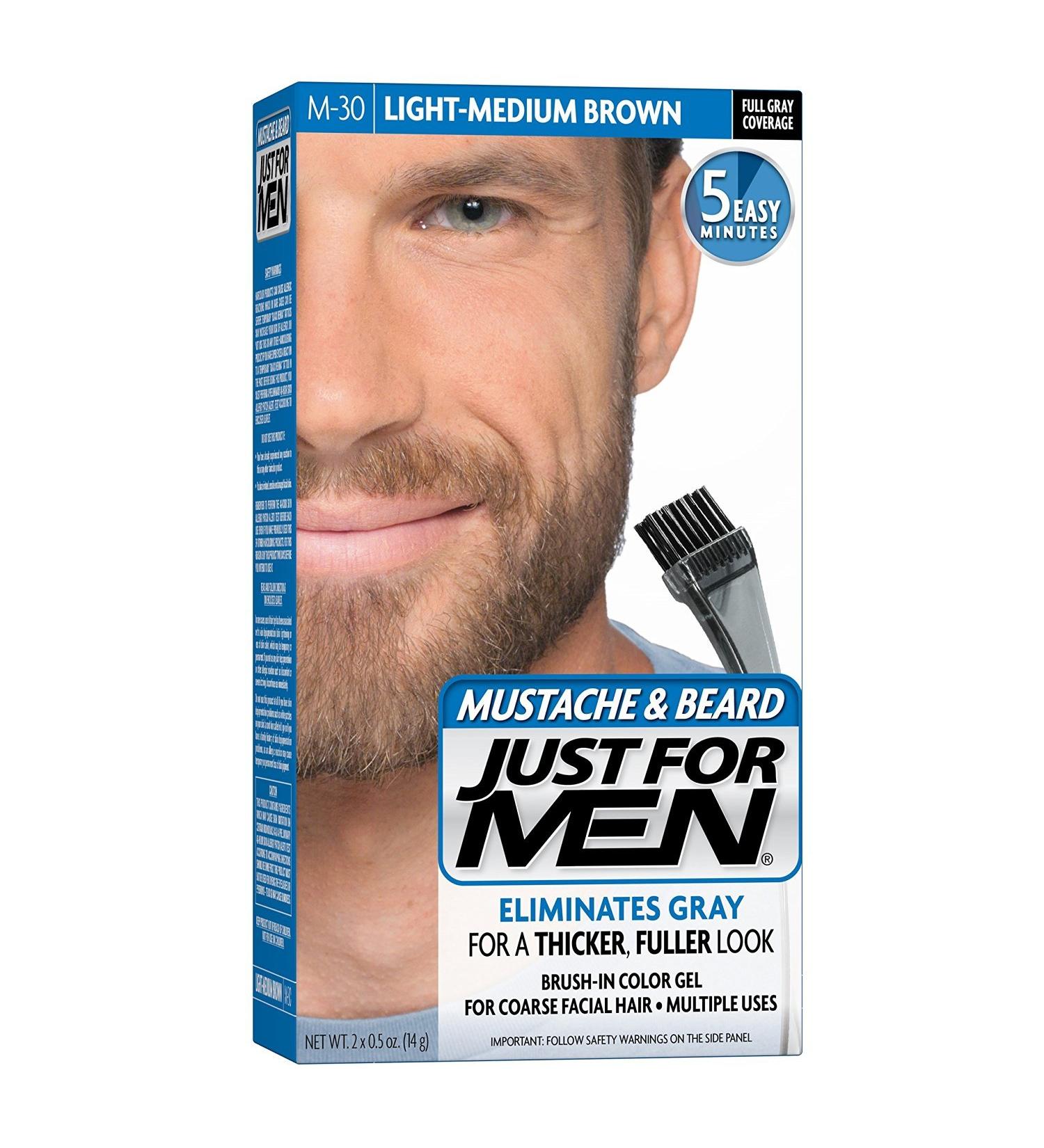 Just for Men Mustache and Beard Brush-in Color Gel, Light Brown, 3 Count Light Brown 3 Count (Pack of 1)