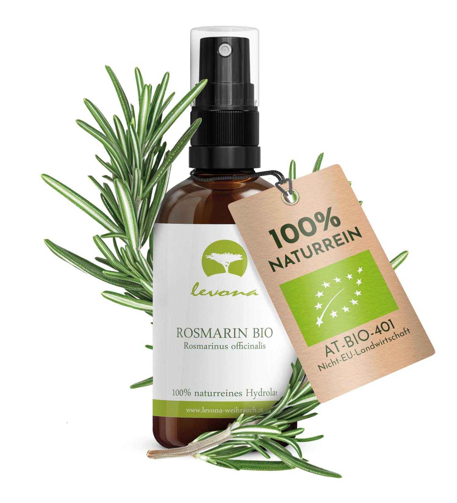 Levona Hydrolat de romarin bio 100 ml Eau de romarin bio pour les cheveux en spray 100 % naturel comme tonique capillaire - Buy Online on GoSupps.com