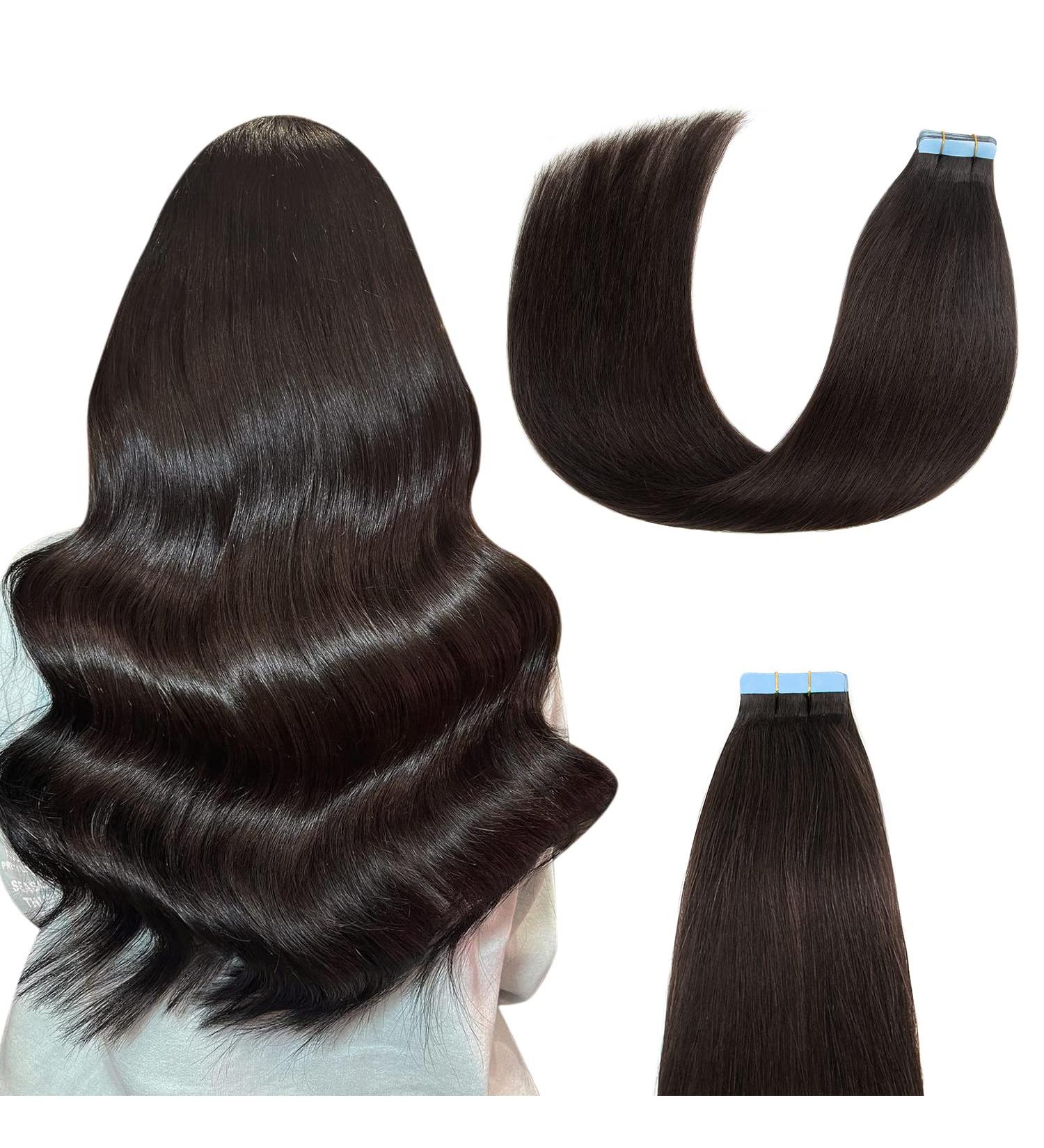 AGMITY Tape in Hair Extensions Real Human Hair Natural Black 22 inches 20pcs 50g/pack Invisible Straight Seamless Skin Weft Hair Extensions Tape in Remy(22 inches #1B Off Black) 22 inch #1B Off Black - Buy Online on GoSupps.com