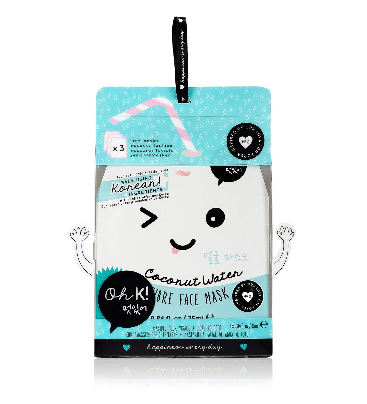 Oh K! Korean Coconut Water Fiber Face Masks - Hydrating 3 Piece Set | International Shipping - Buy Online on GoSupps.com