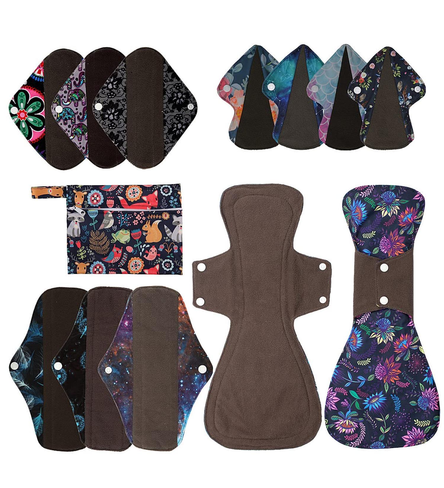 13pcs Set Mini Wet Bag + Charcoal Bamboo Mama Cloth/ Menstrual Pads - Buy Online on GoSupps.com