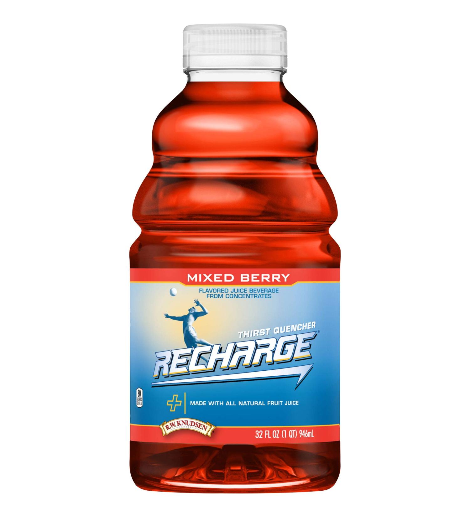 R.W. Knudsen Recharge Mixed Berry Juice | Electrolyte Sports Beverage 32oz - Buy Online on GoSupps.com