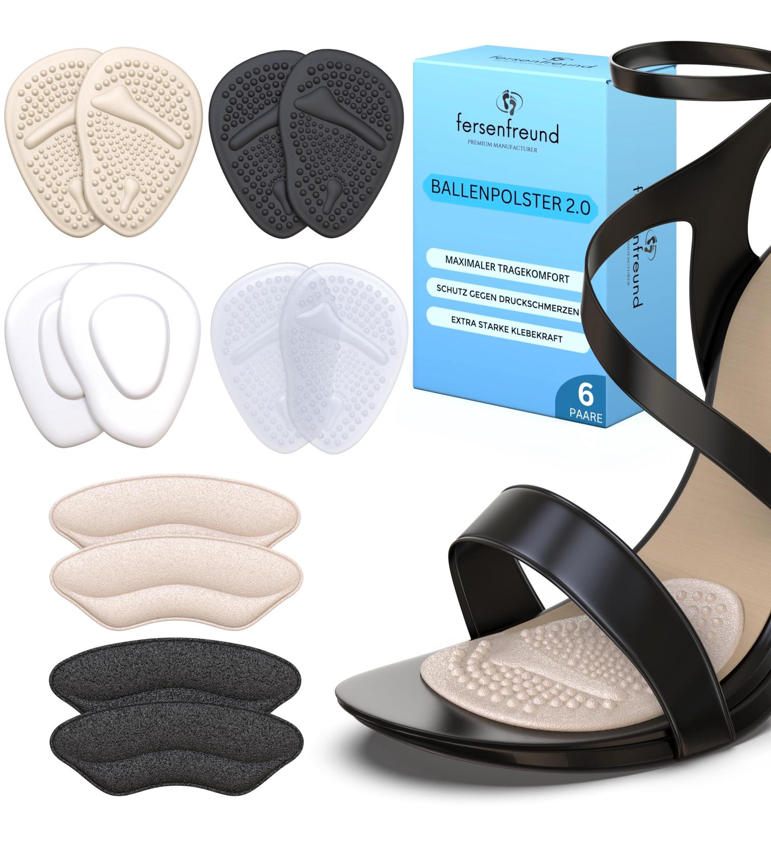 Jesen Friend Premium Bale Cushion Insoles | 12 Pcs Forefoot Pads for High Heels & Sandals - Anti-Slip Gel Inserts for Foot Comfort - Novel 2024 - Buy Online on GoSupps.com