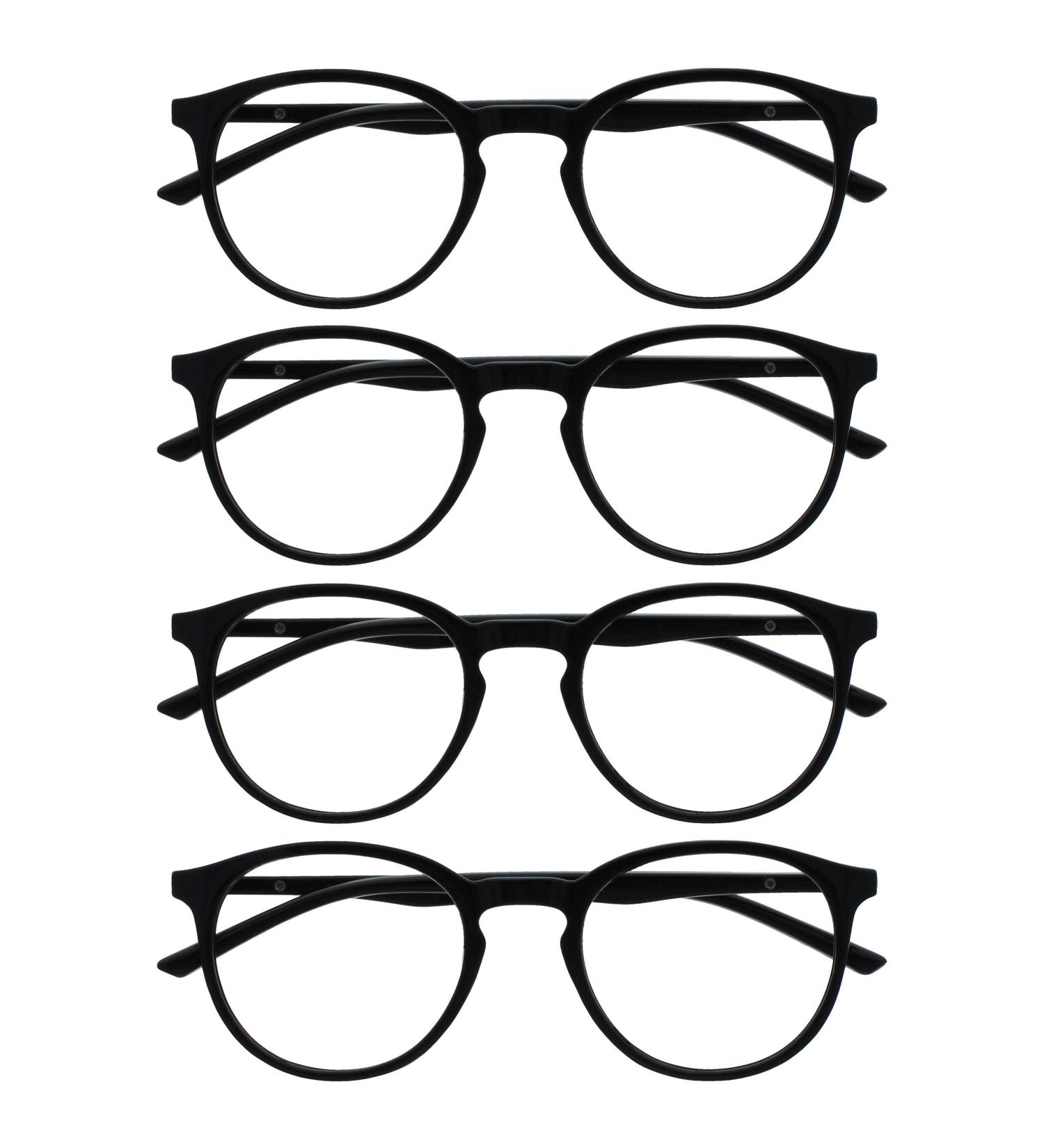 Opulize Met Reading Glasses 4 Pack - Slim Round Frame Spring Hinges Scratch-Resistant - Black for Men & Women +3.00 Diopters - Buy Online on GoSupps.com