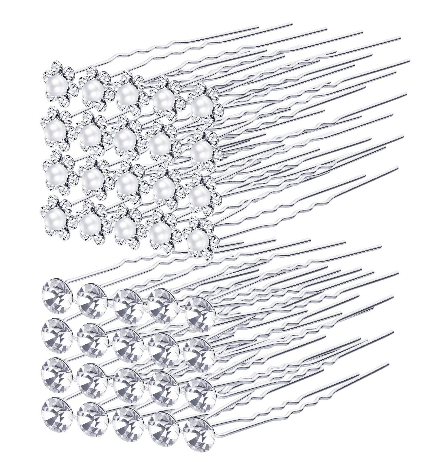 40 Pack Rhinestone Bridal Wedding Hair Pins - Stylish Hair Clips for Women and Girls (Style D) - Buy Online on GoSupps.com