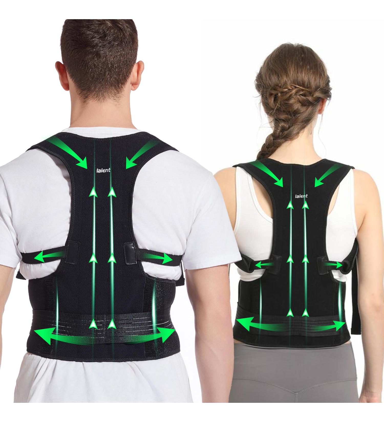 Lalent Back Support Brace Posture Corrector for Men and Women - Adjustable Upper Back Straightener Shoulder Lumbar Belt - Relief Pain in Neck Back and Shoulders (L) - Buy Online on GoSupps.com
